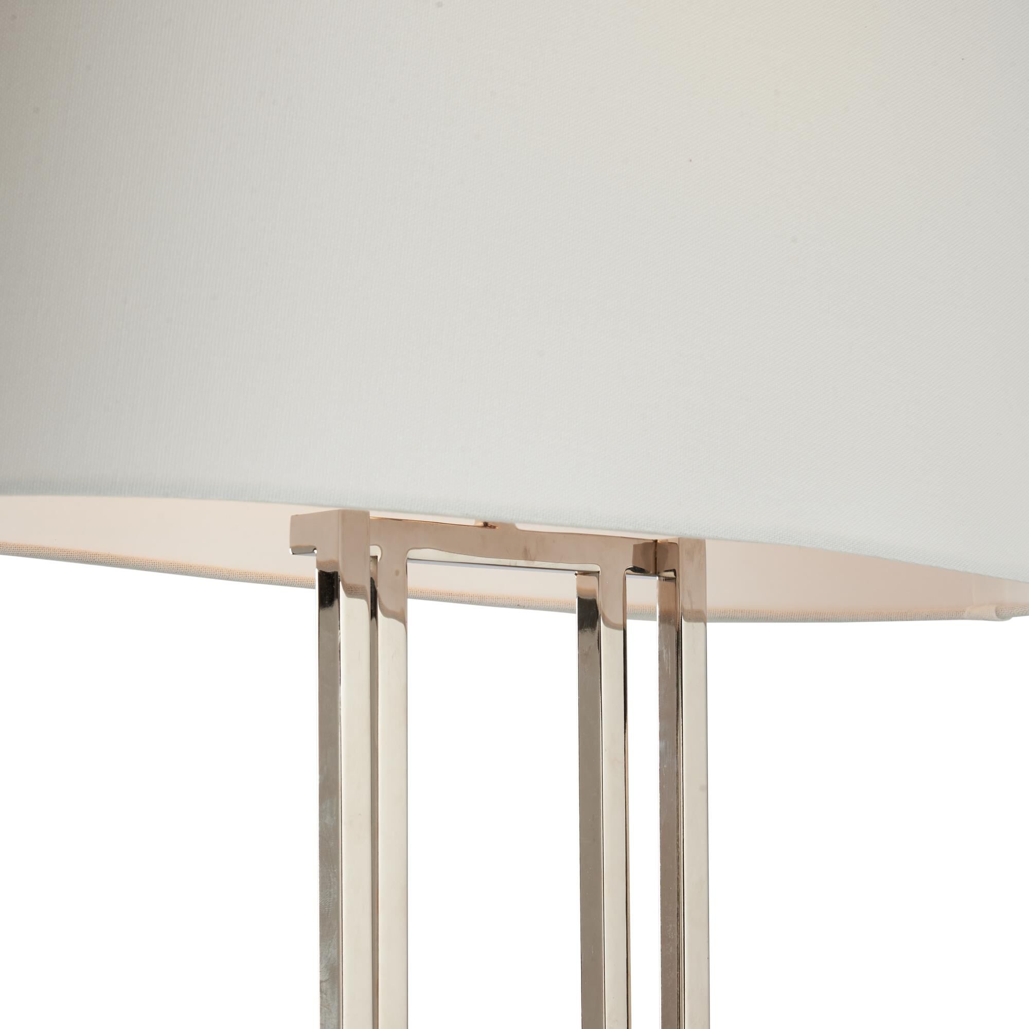 Shown in Silver finish and Linen shade