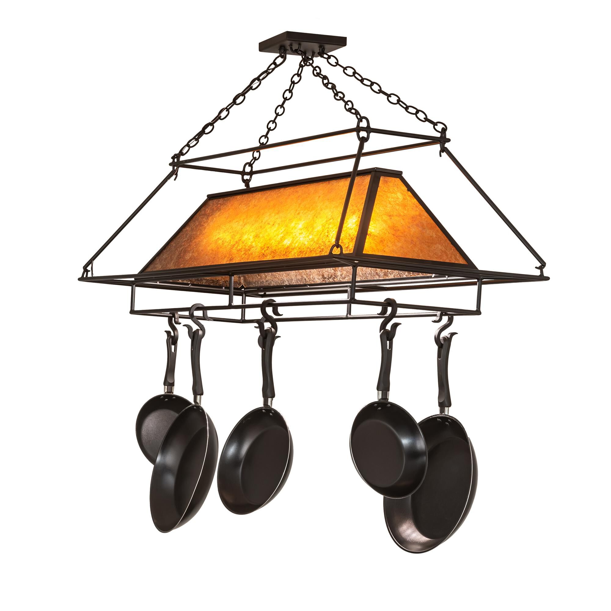 48 Inch 6 Light Lighted Pot Rack by Meyda Lighting