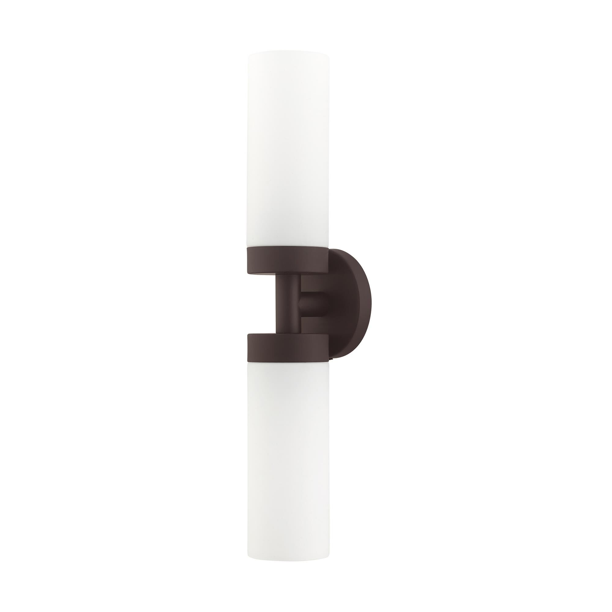 Shown in Bronze finish and Hand Blown Satin Opal White glass