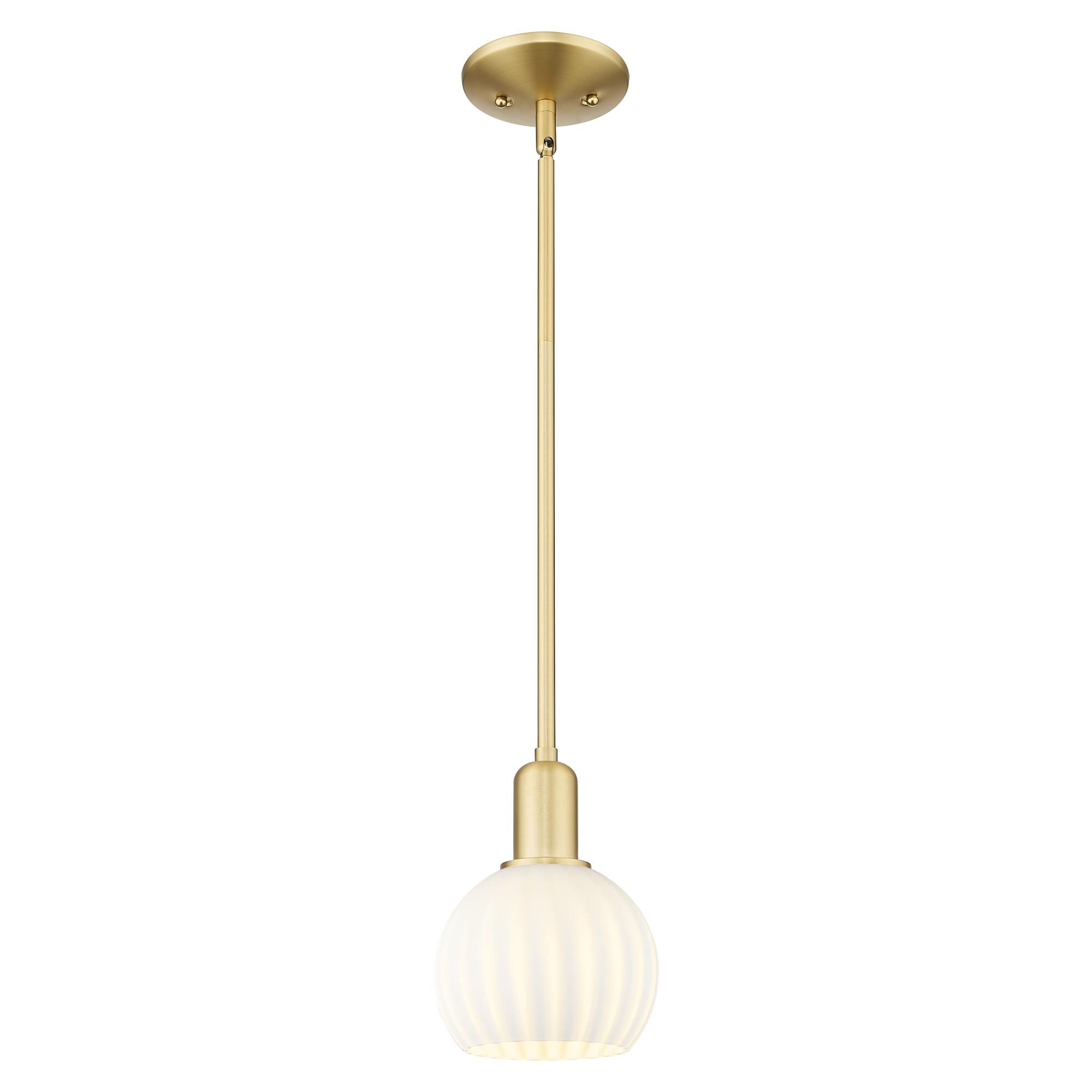 Shown in Satin Gold finish and White Venetian glass