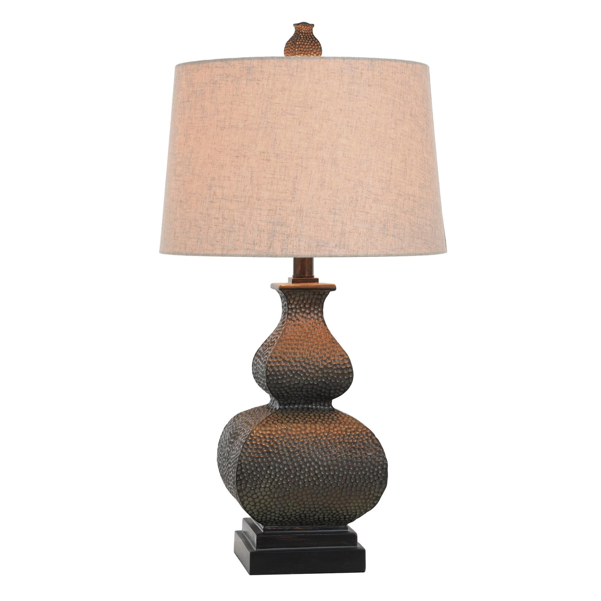 Shown in Berkshire Brown finish and White Hardback Fabric shade