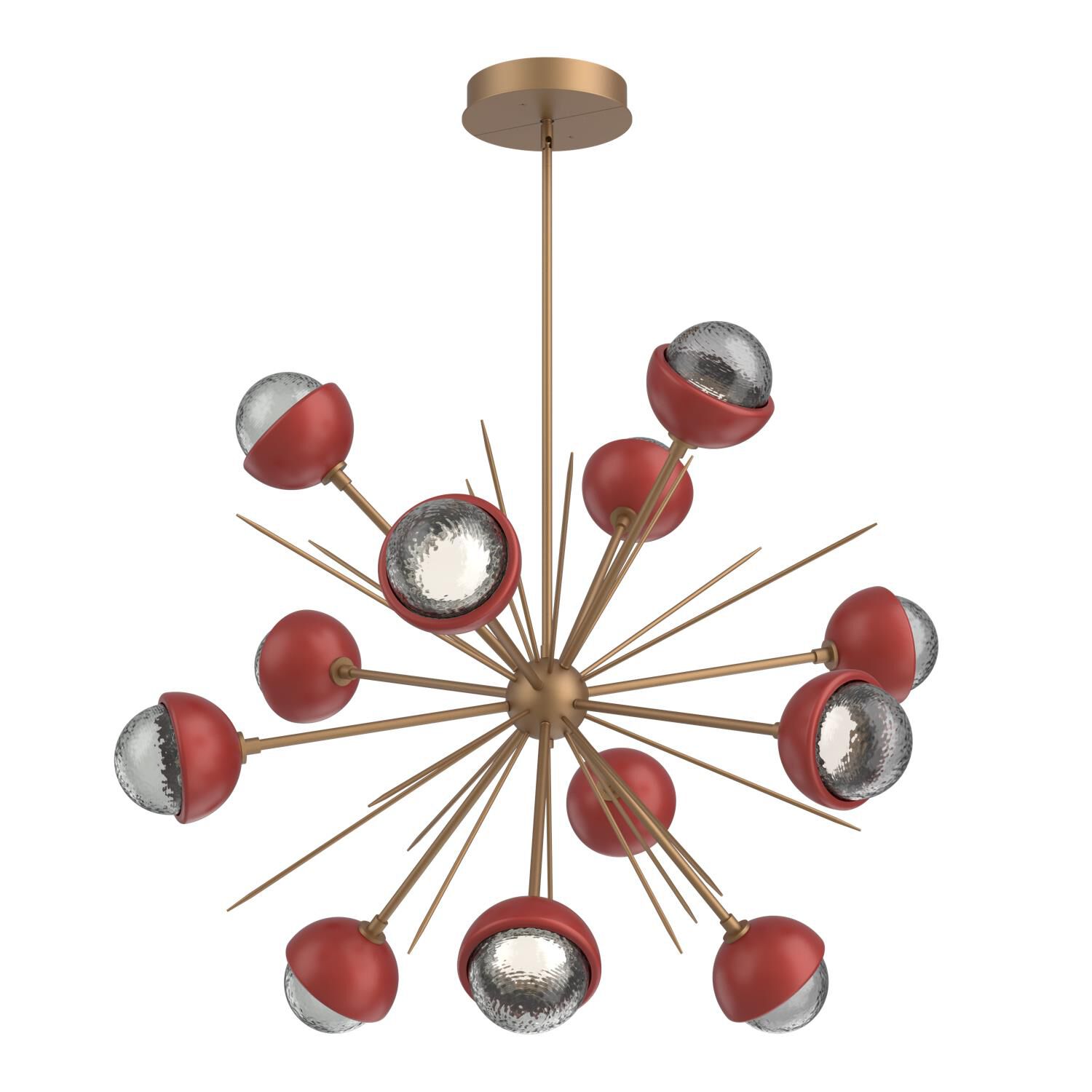 Shown in Novel Brass finish and Smoke glass and Cinnamon Red accent