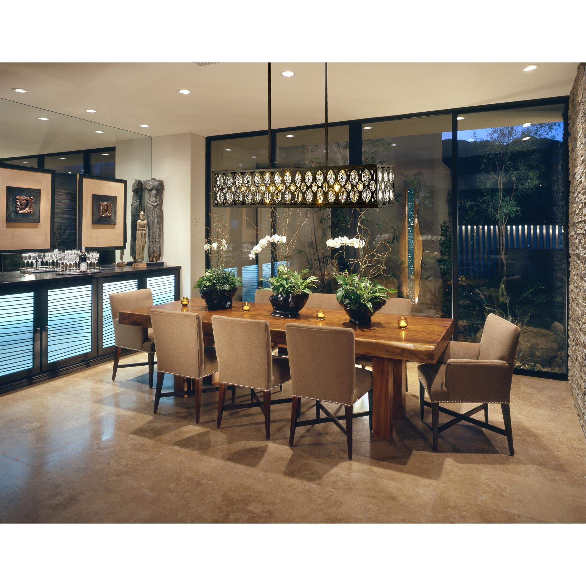 Shown in Matte Black finish and Steel + K9 Crystal glass and Steel + K9 Crystal shade