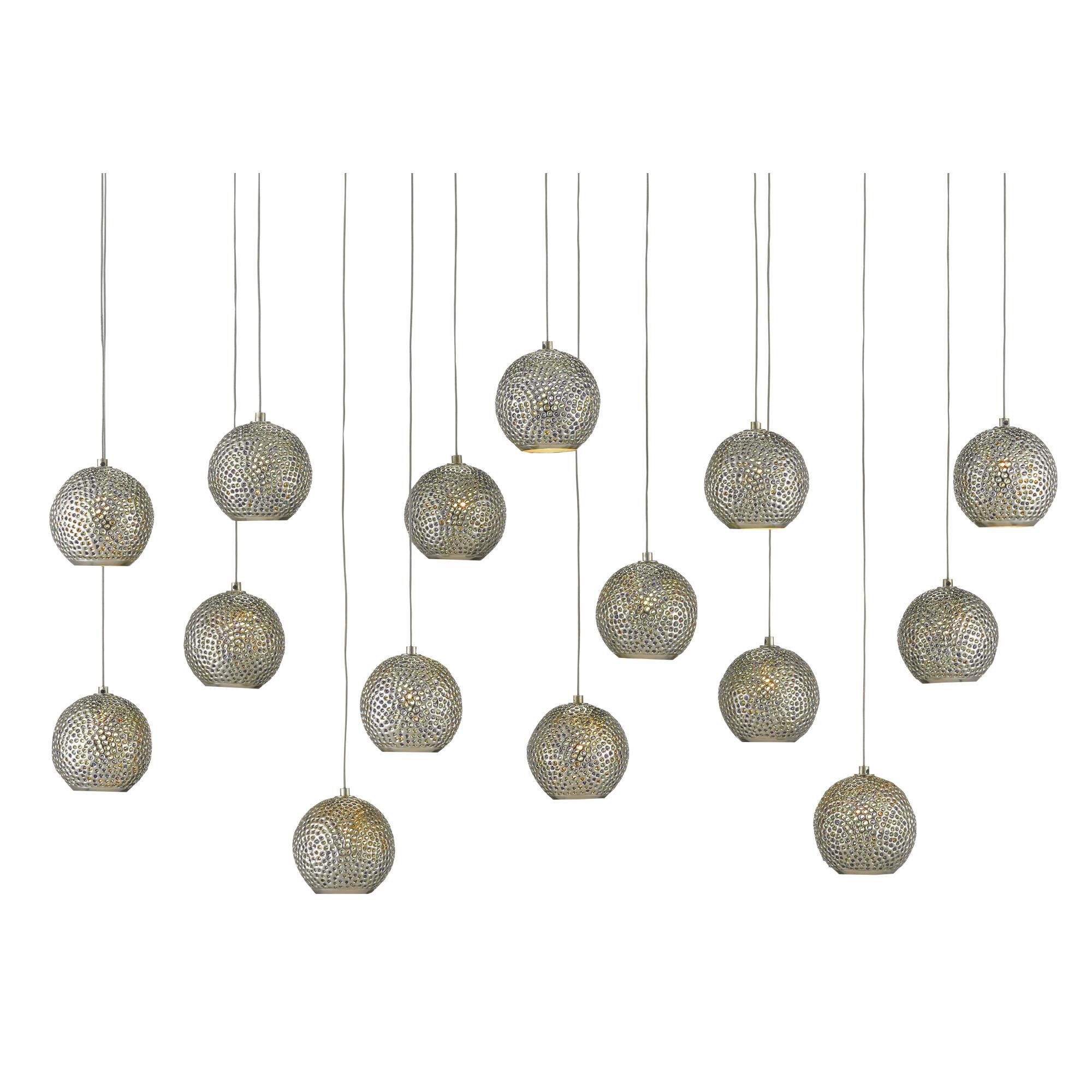 Shown in Painted Silver/Nickel/Blue finish and Metal/Glass Bead shade