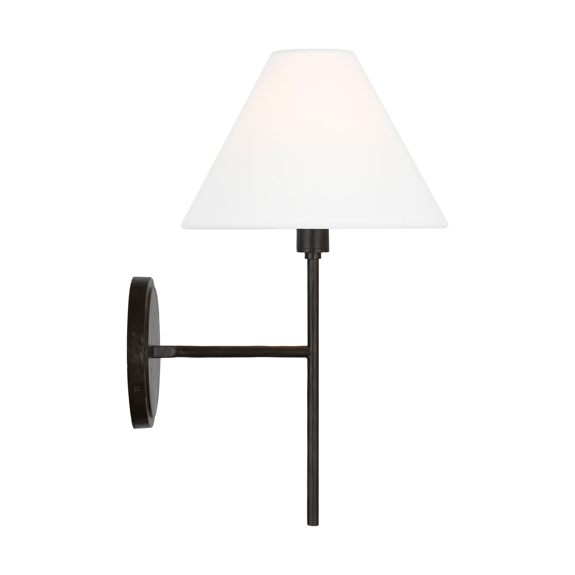 Shown in Aged Iron finish and White Linen shade