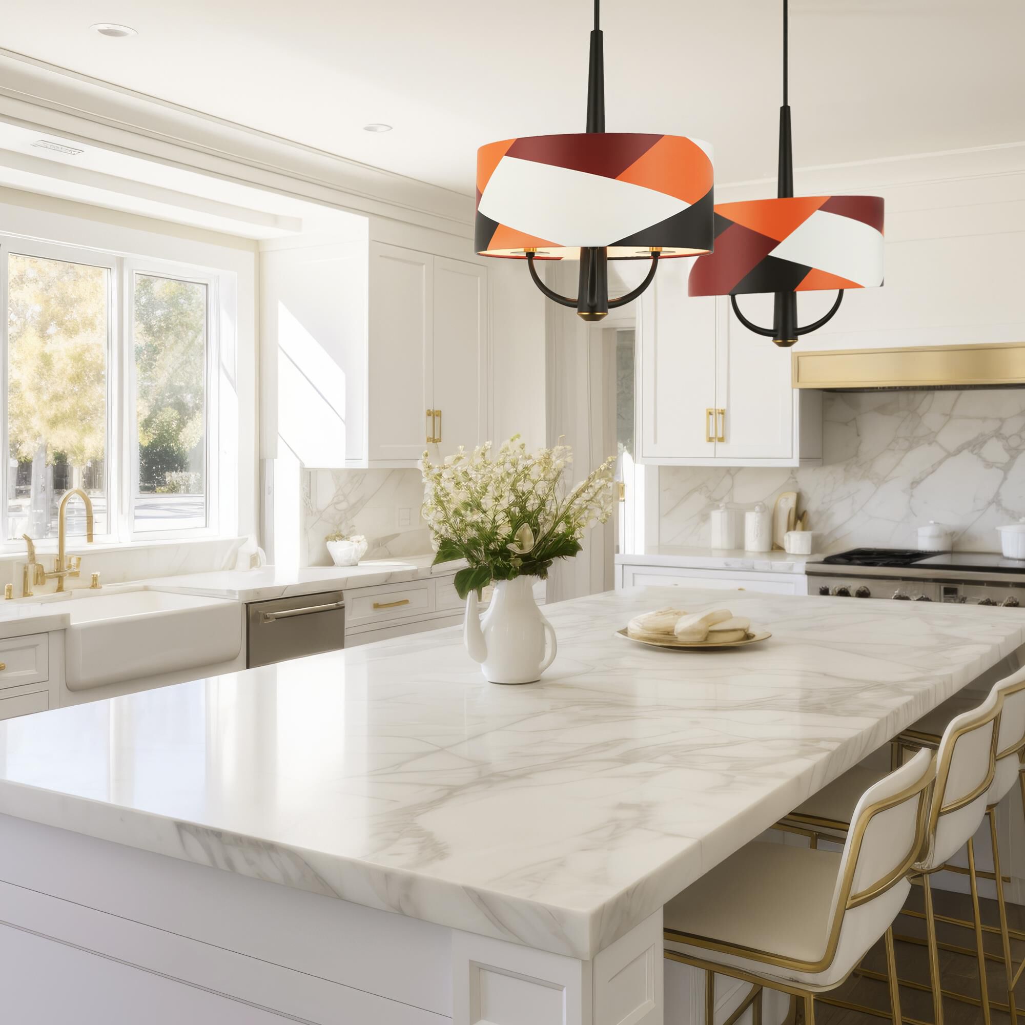 Shown in Black/Satin Brass/Patchwork finish and Patchwork shade