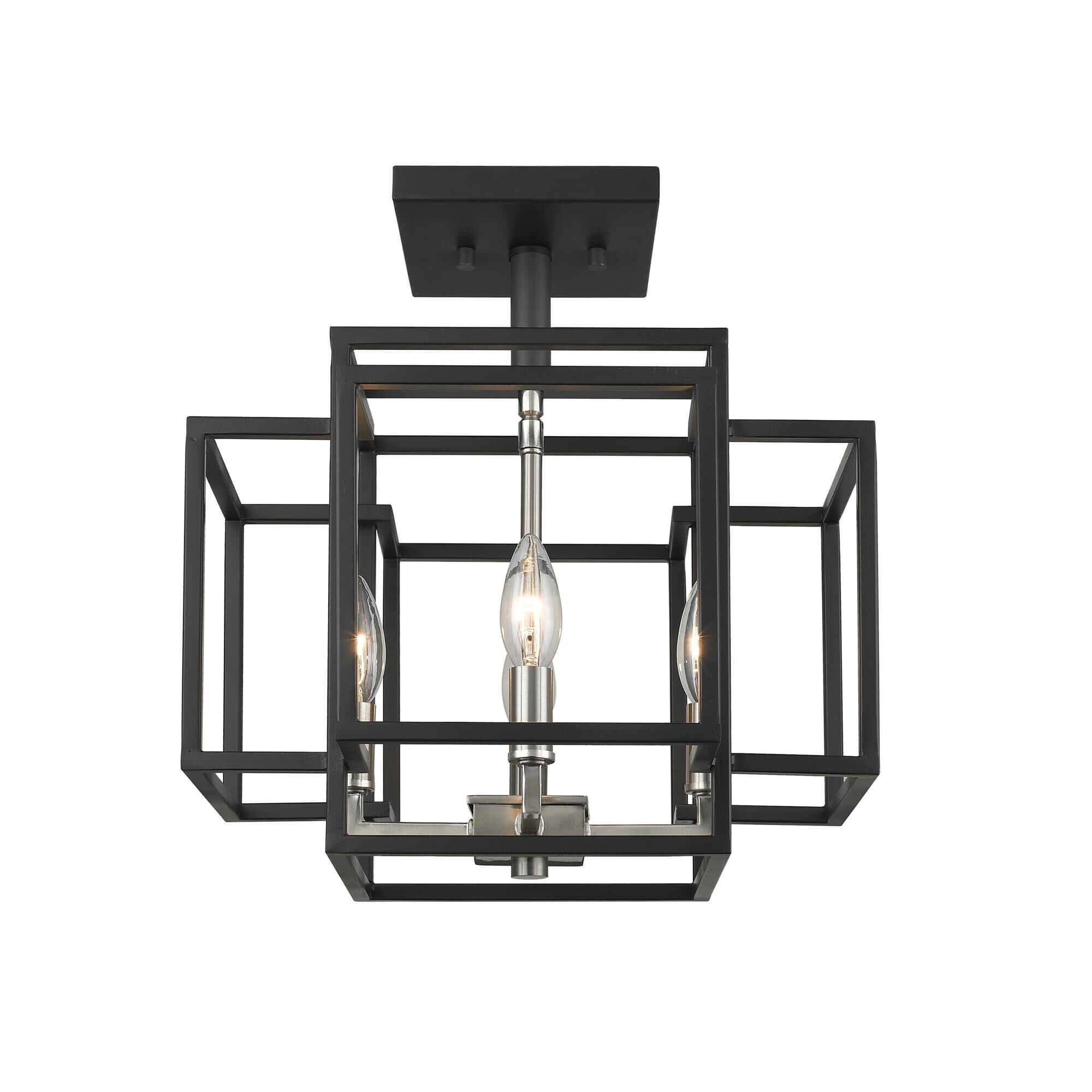 Shown in Black + Brushed Nickel finish and --- glass and --- shade