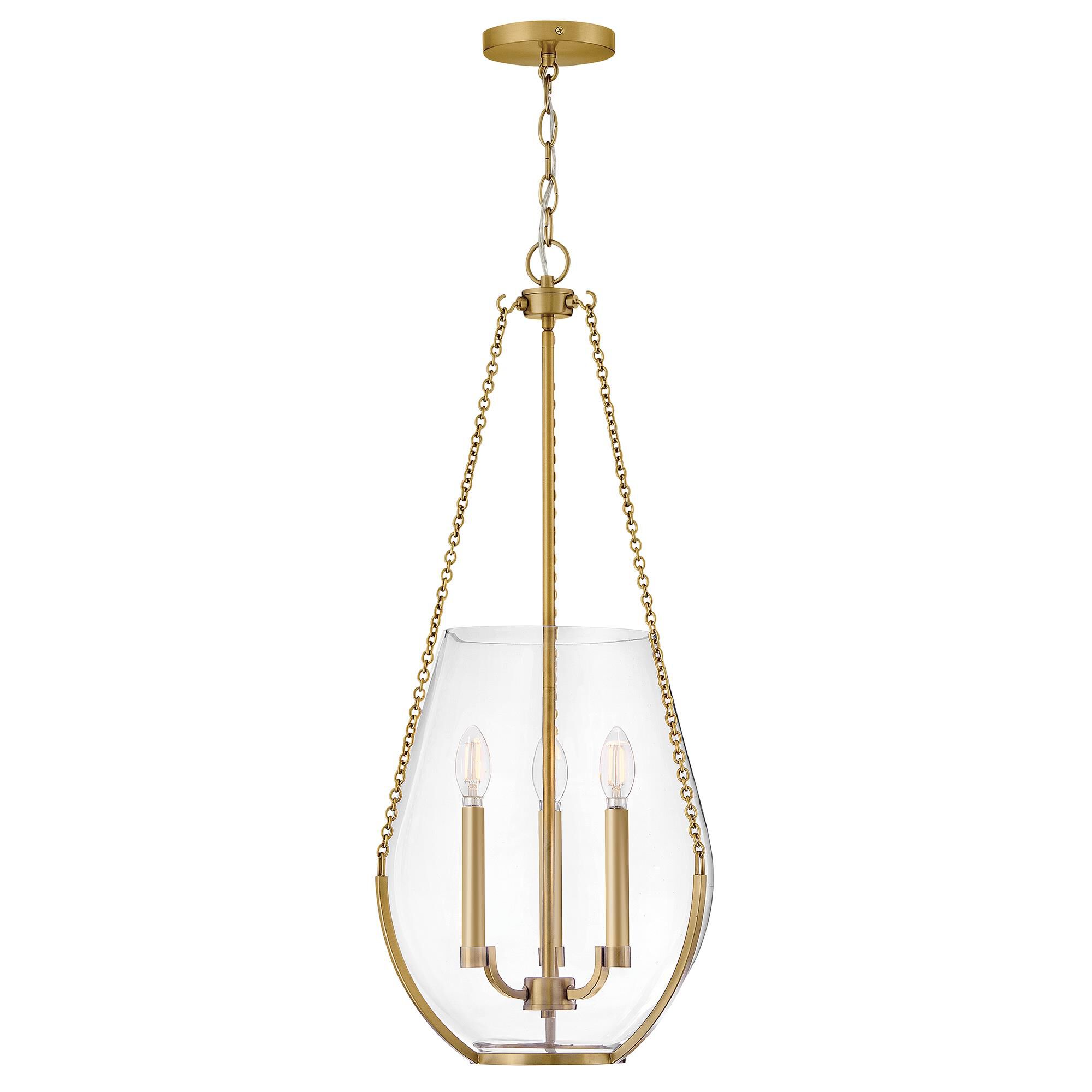 Shown in Lacquered Brass finish and Clear glass