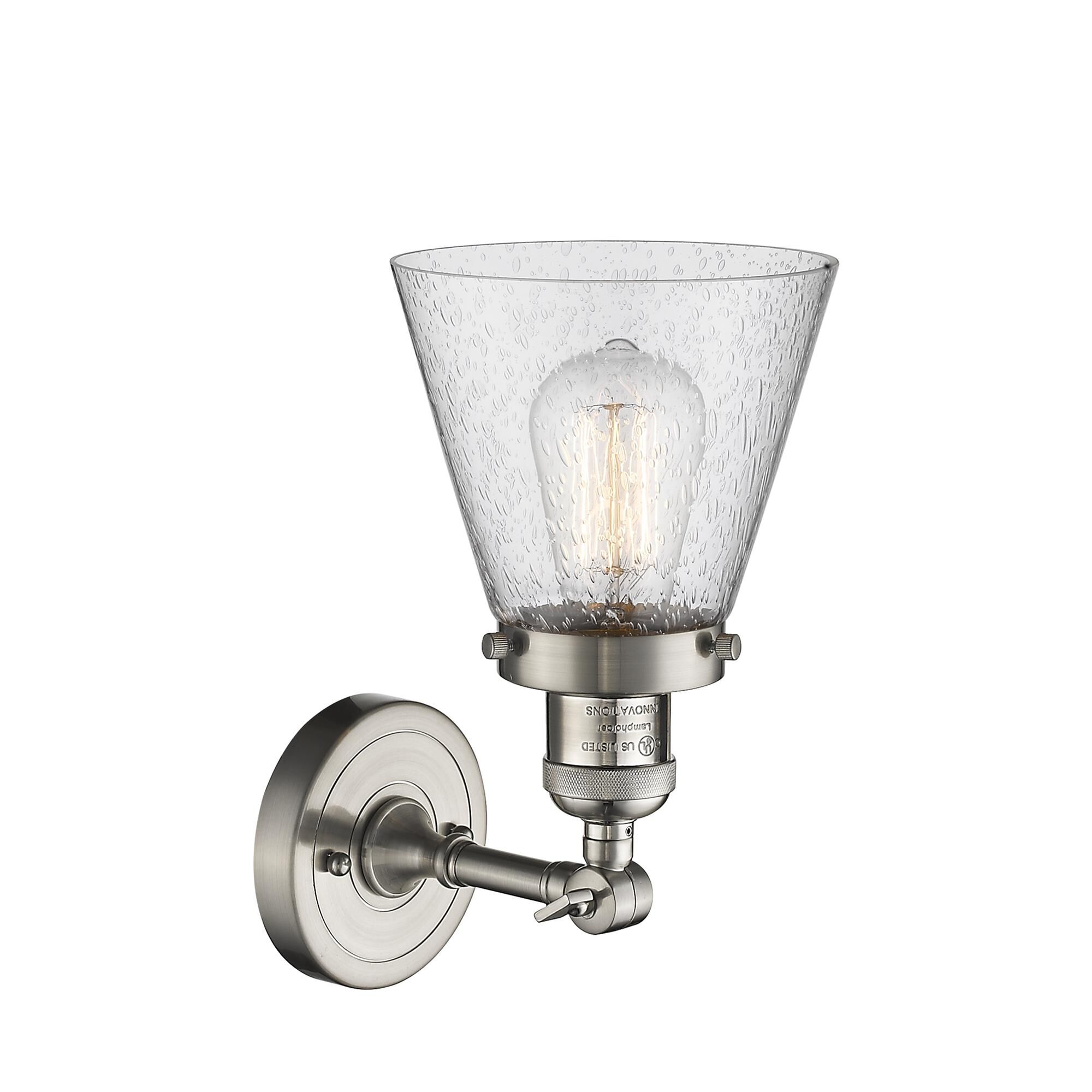 Shown in Brushed Satin Nickel finish and Seedy glass