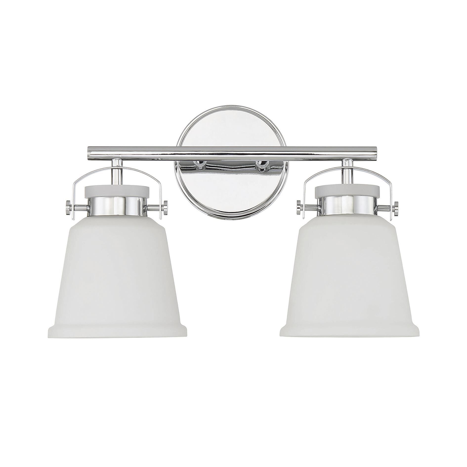 Shown in Polished Chrome finish and White Opal glass and Glass shade