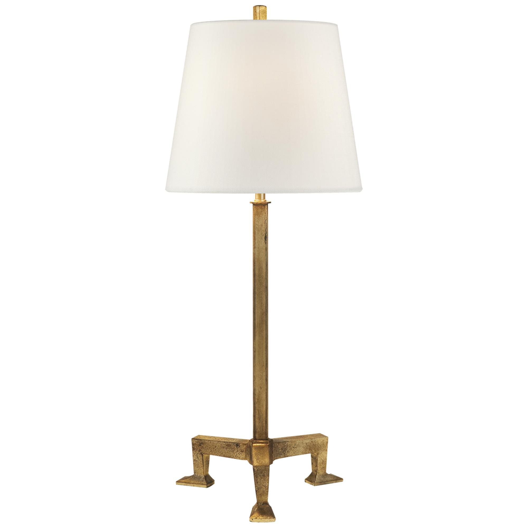 Shown in Gilded Iron finish and Linen shade