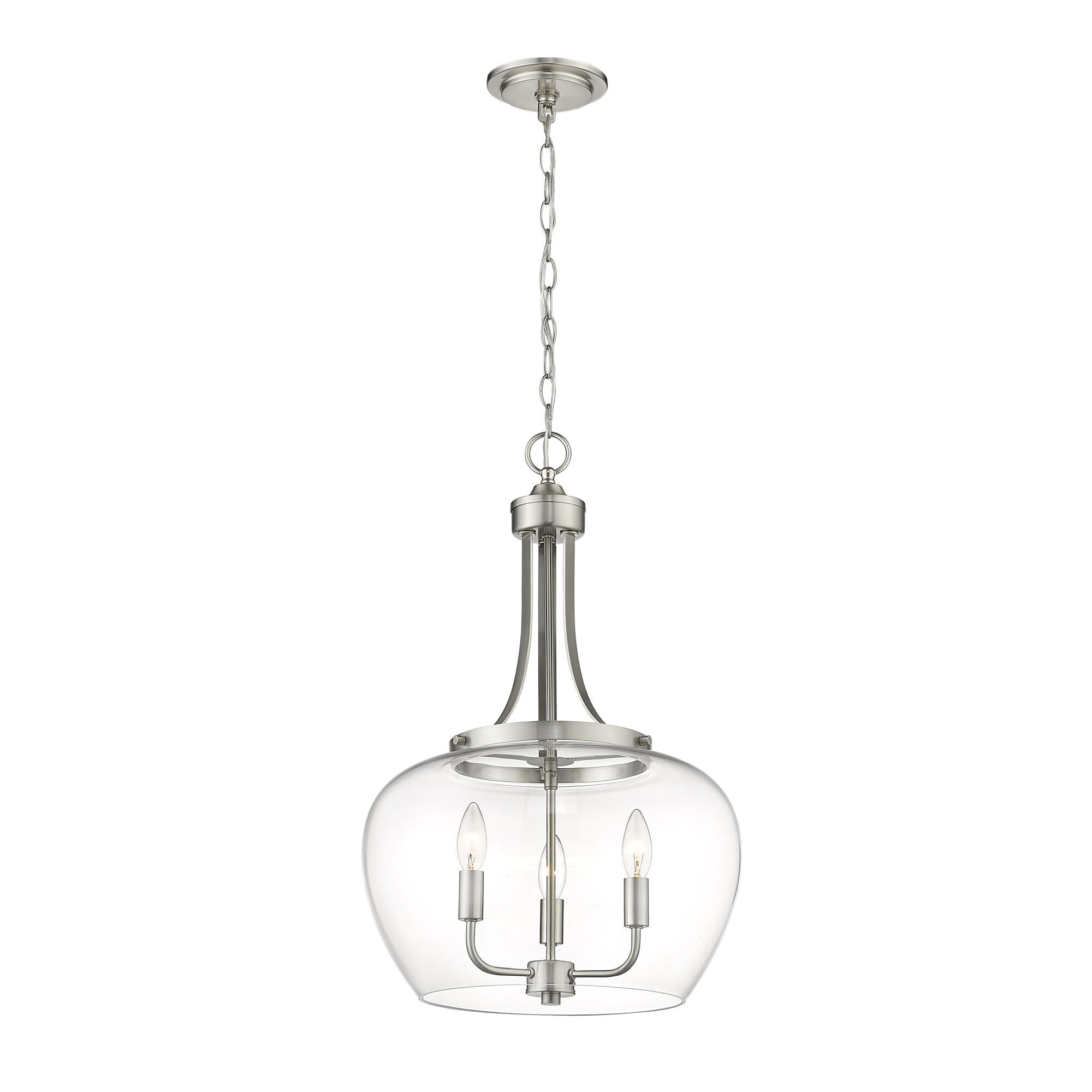 Shown in Brushed Nickel finish and Glass shade