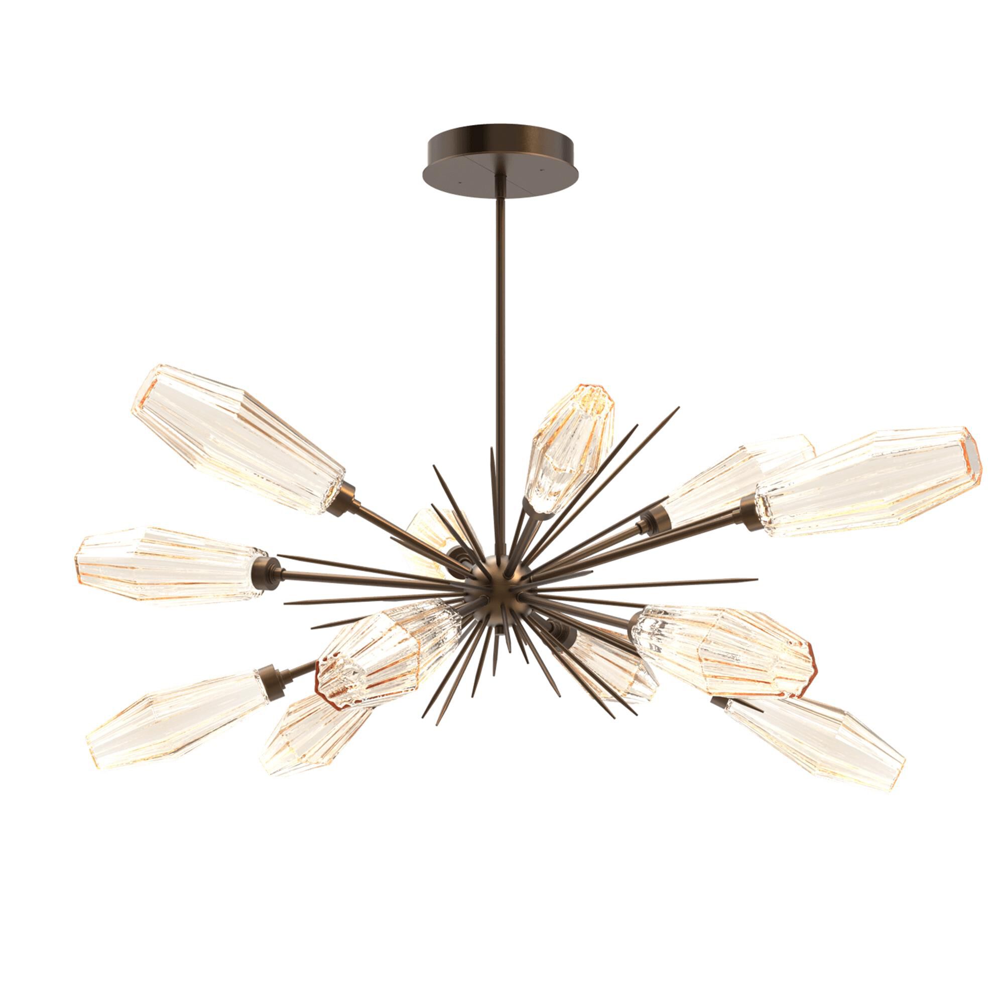 Shown in Flat Bronze finish and Optic Rib Amber glass
