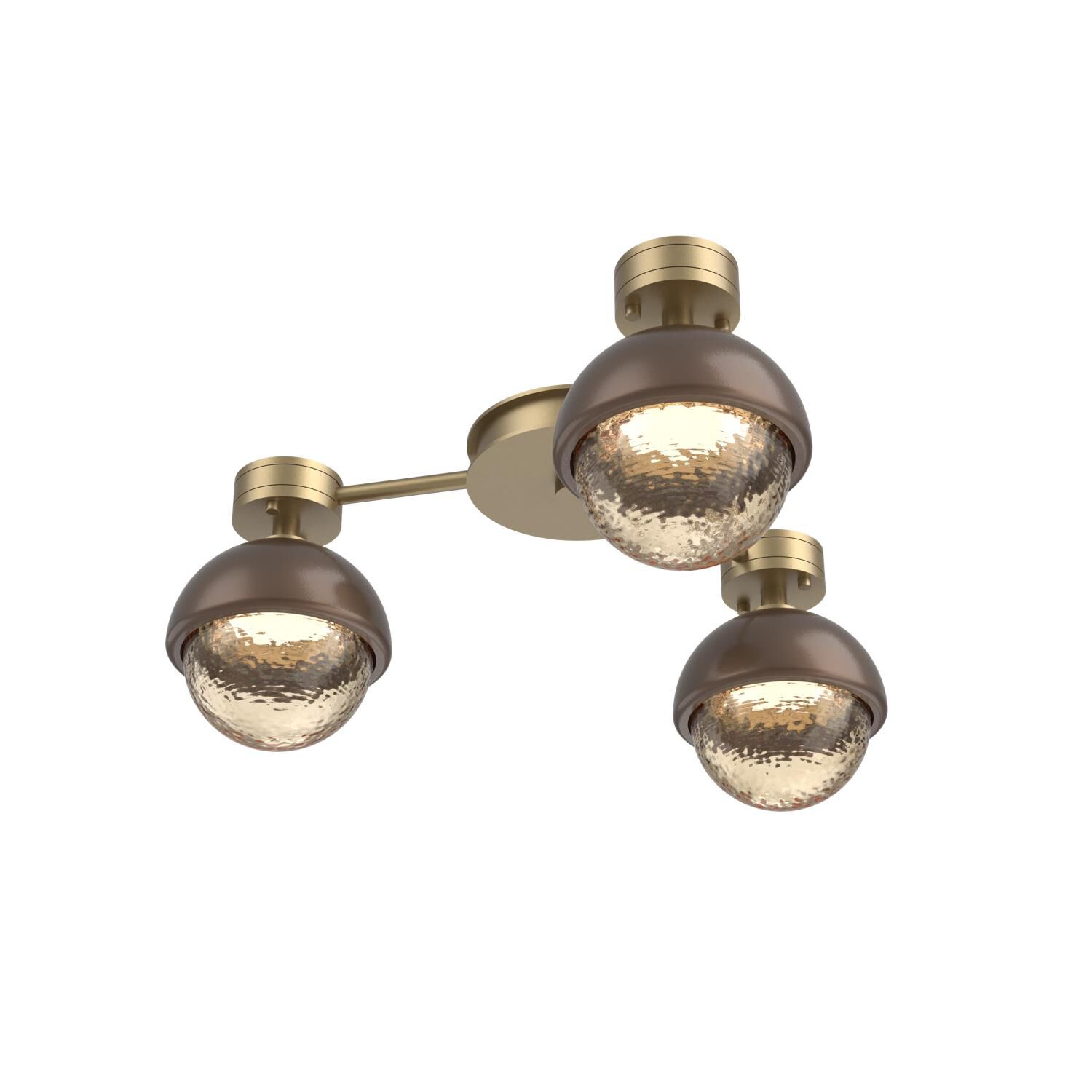 Shown in Gilded Brass finish and Amber glass and Burnished Bronze accent