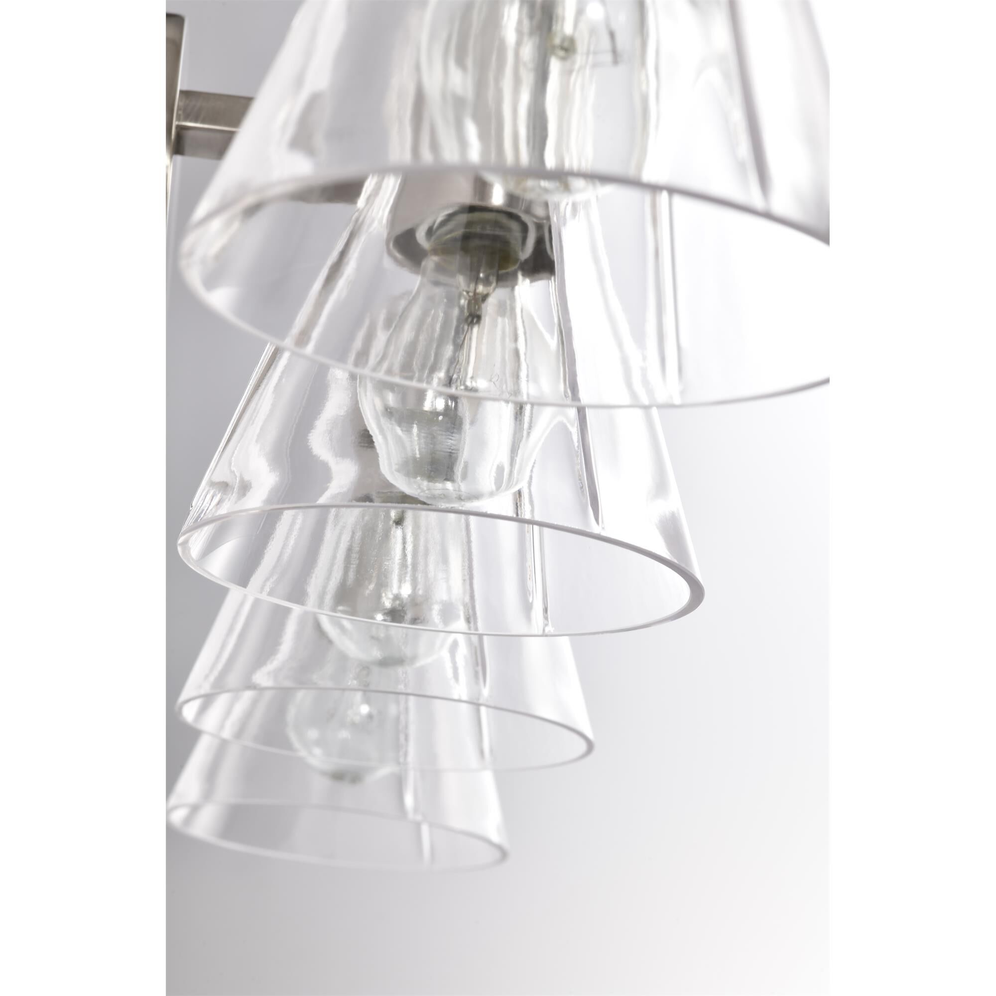Shown in Brushed Nickel finish and Clear glass