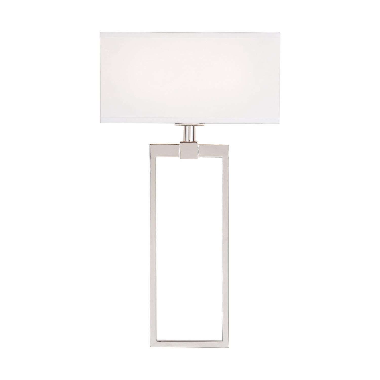 Shown in Polished Nickel finish and White Fabric Bolt-On shade