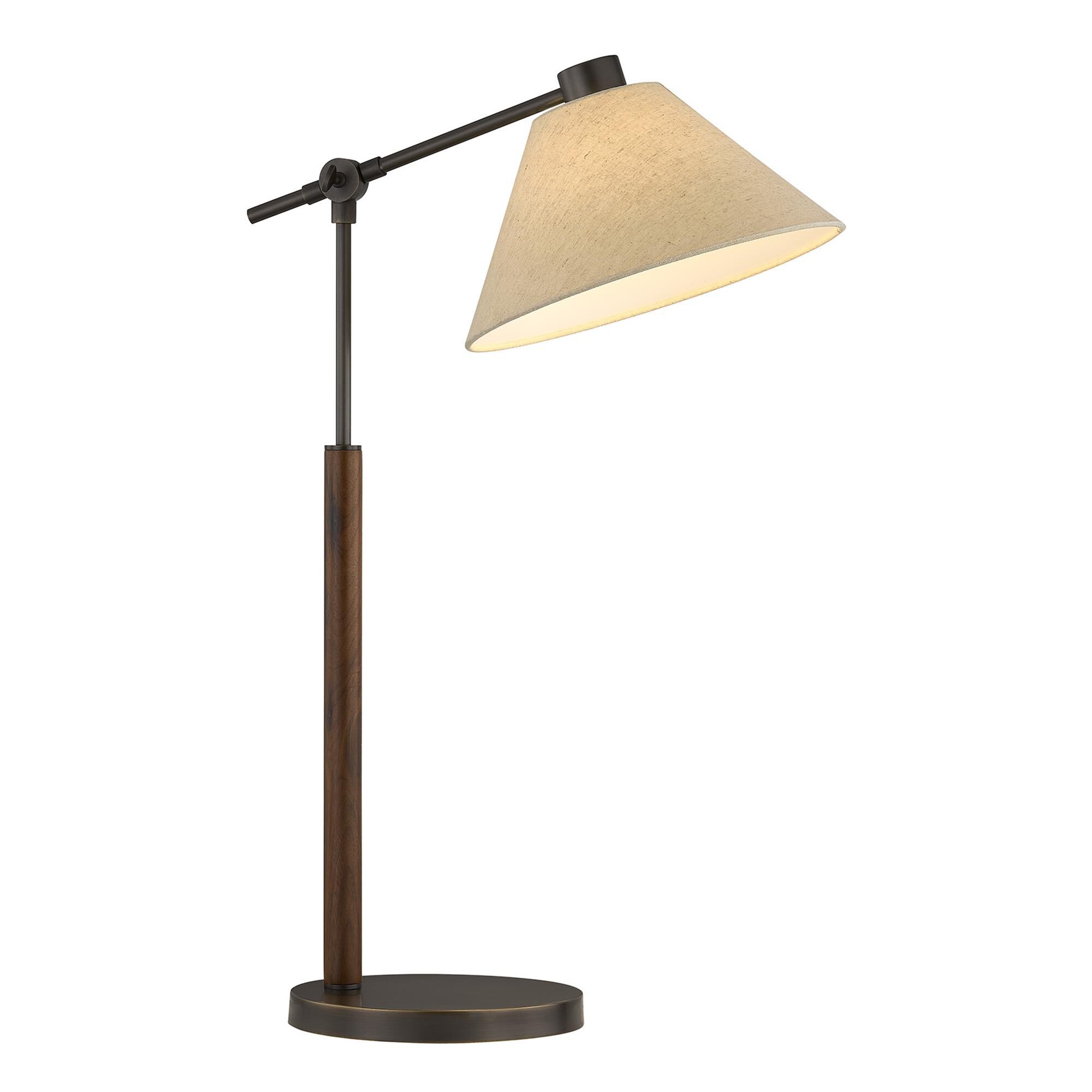 Shown in Mediterranean Bronze finish and Beige Fabric shade