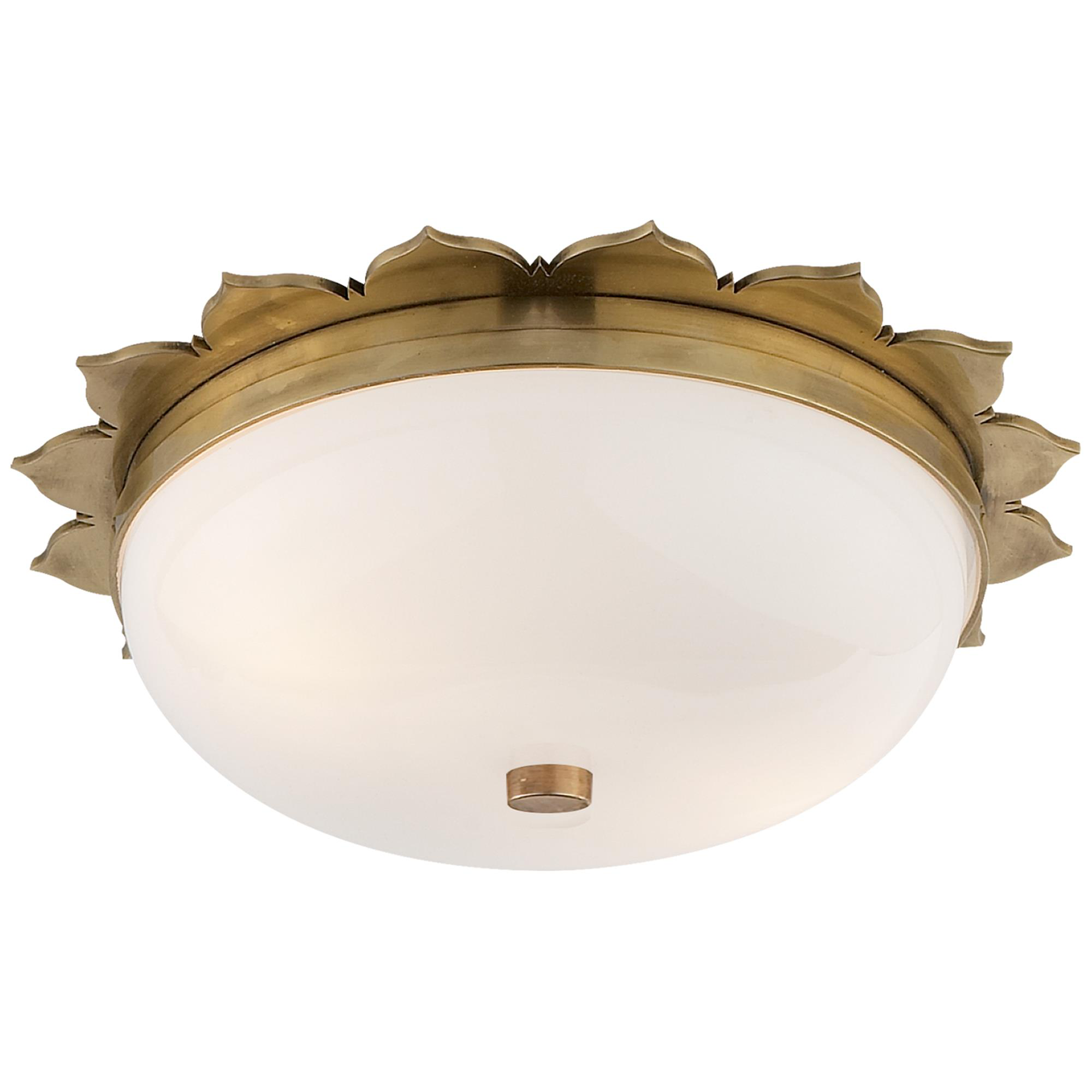 Shown in Natural Brass finish and White glass