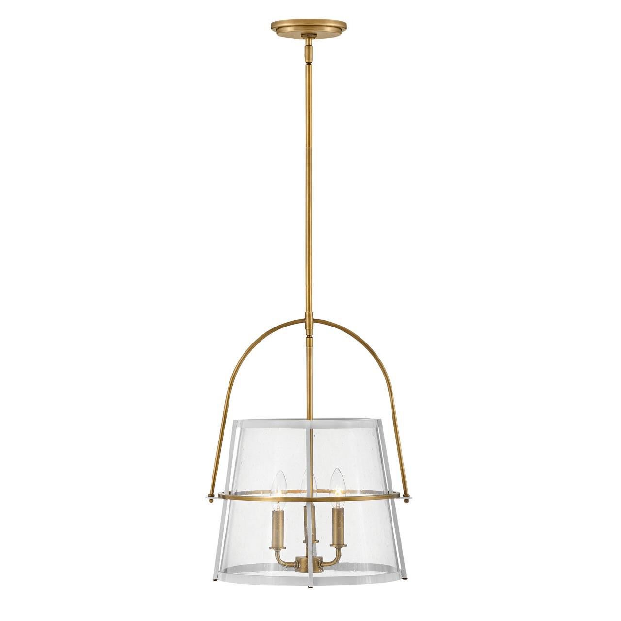 Shown in Heritage Brass with Polished White Accents finish and Clear Seedy glass