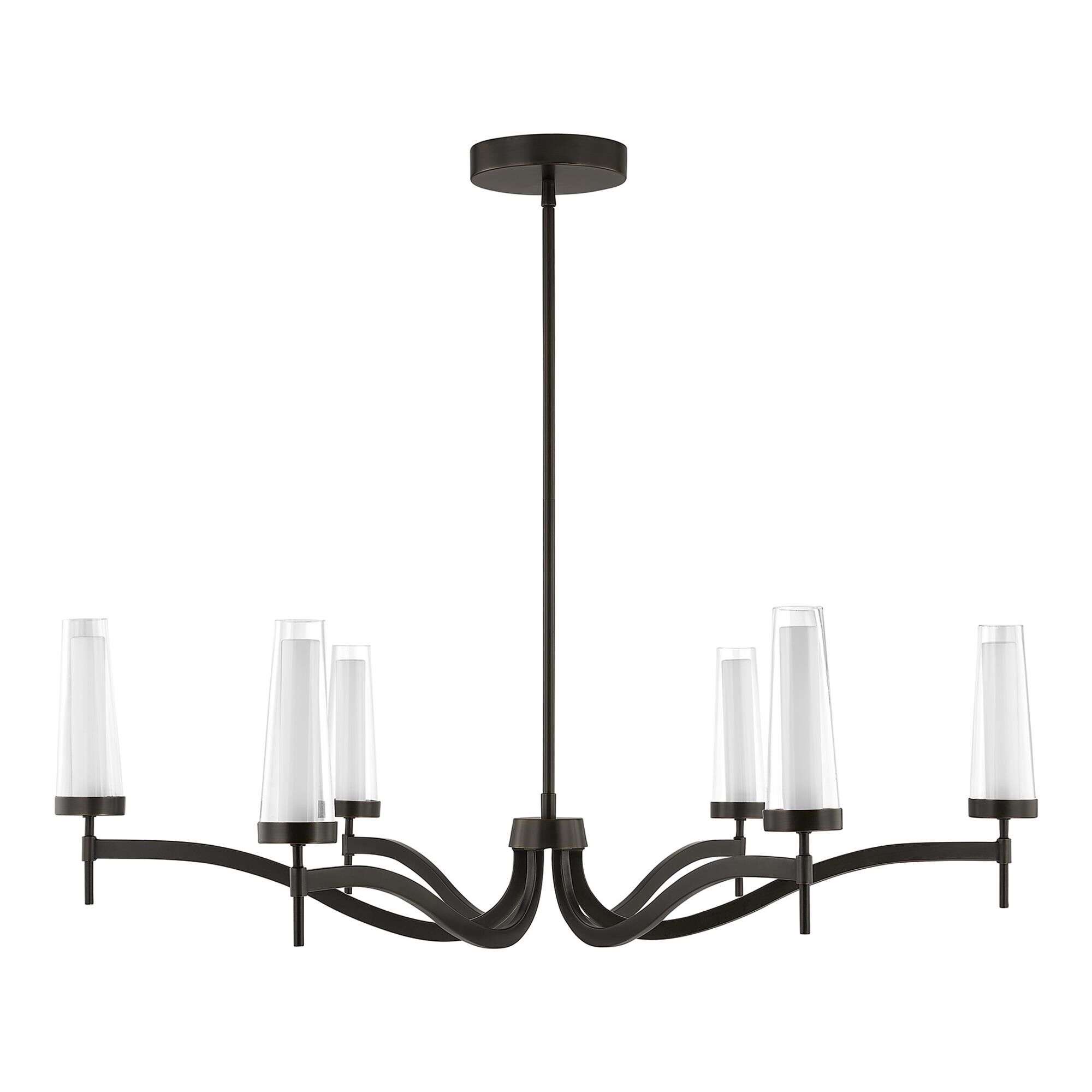 Shown in Mediterranean Bronze finish and Clear/Opal glass