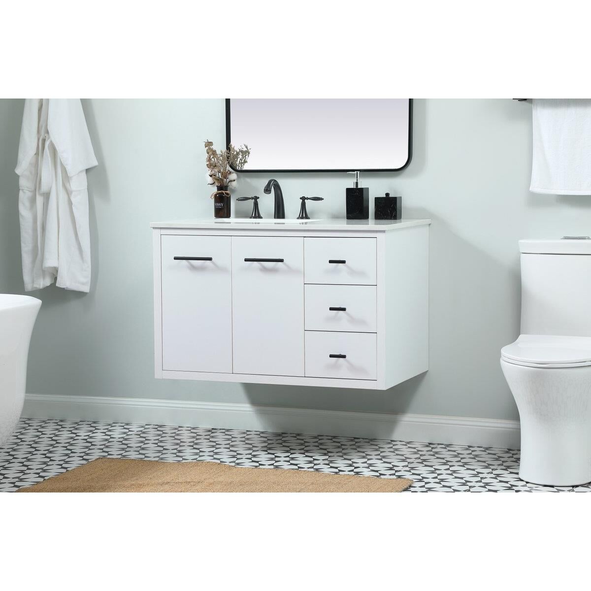Shown in White finish and No Backsplash accent