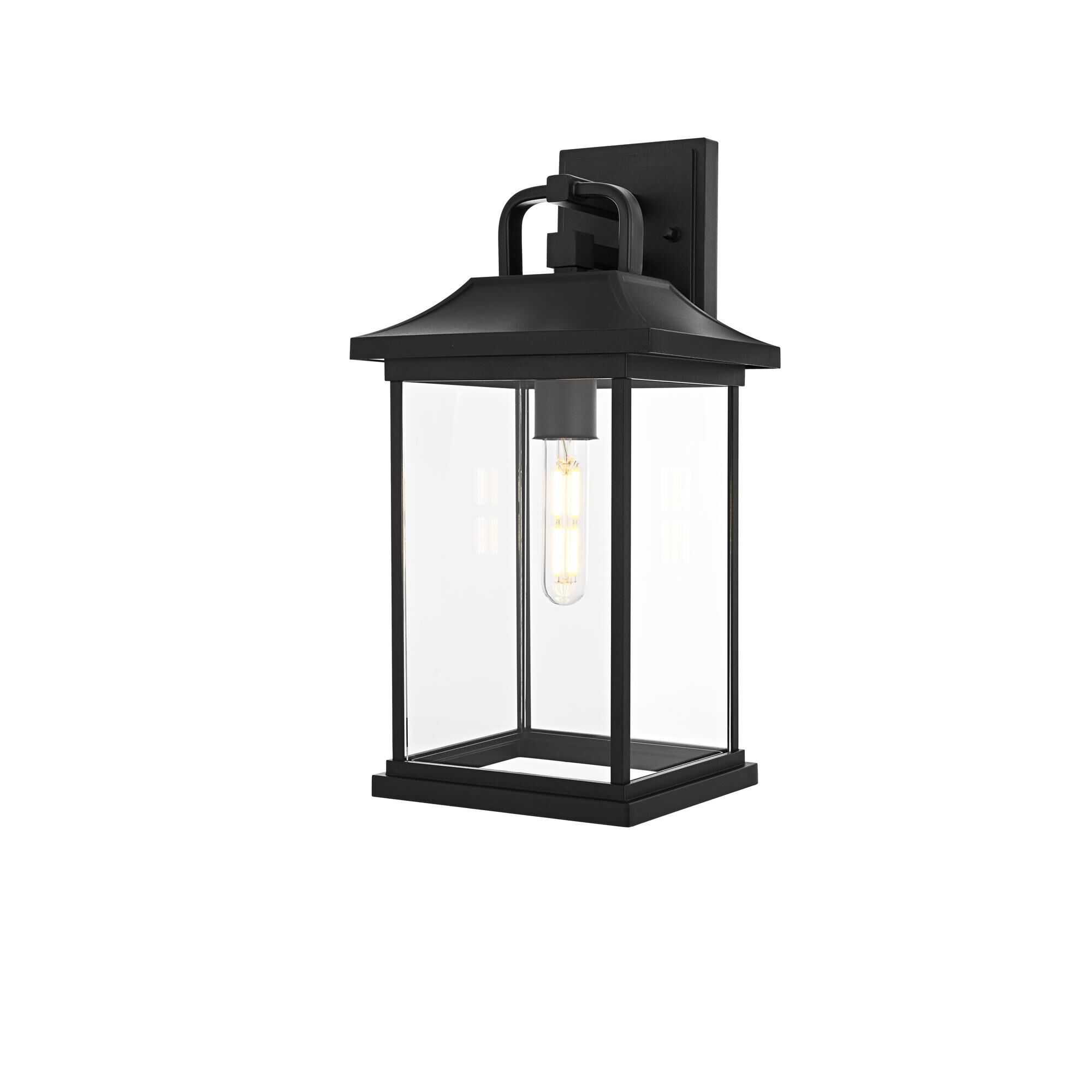 Shown in Black finish and Clear glass