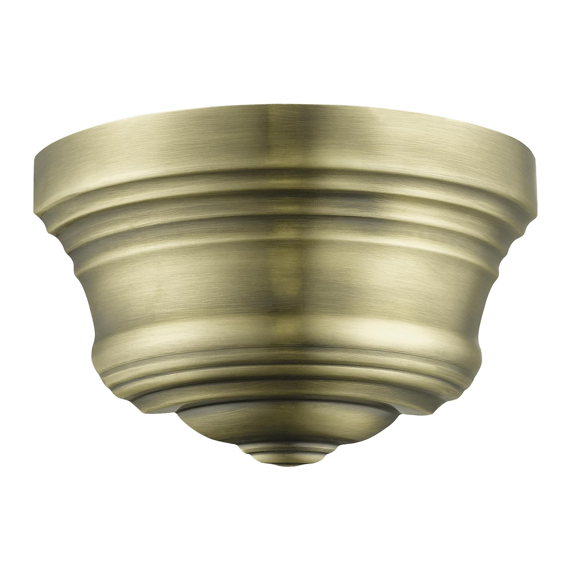 Shown in Antique Brass finish and Antique Brass Steel With Shiny White Finish Inside shade
