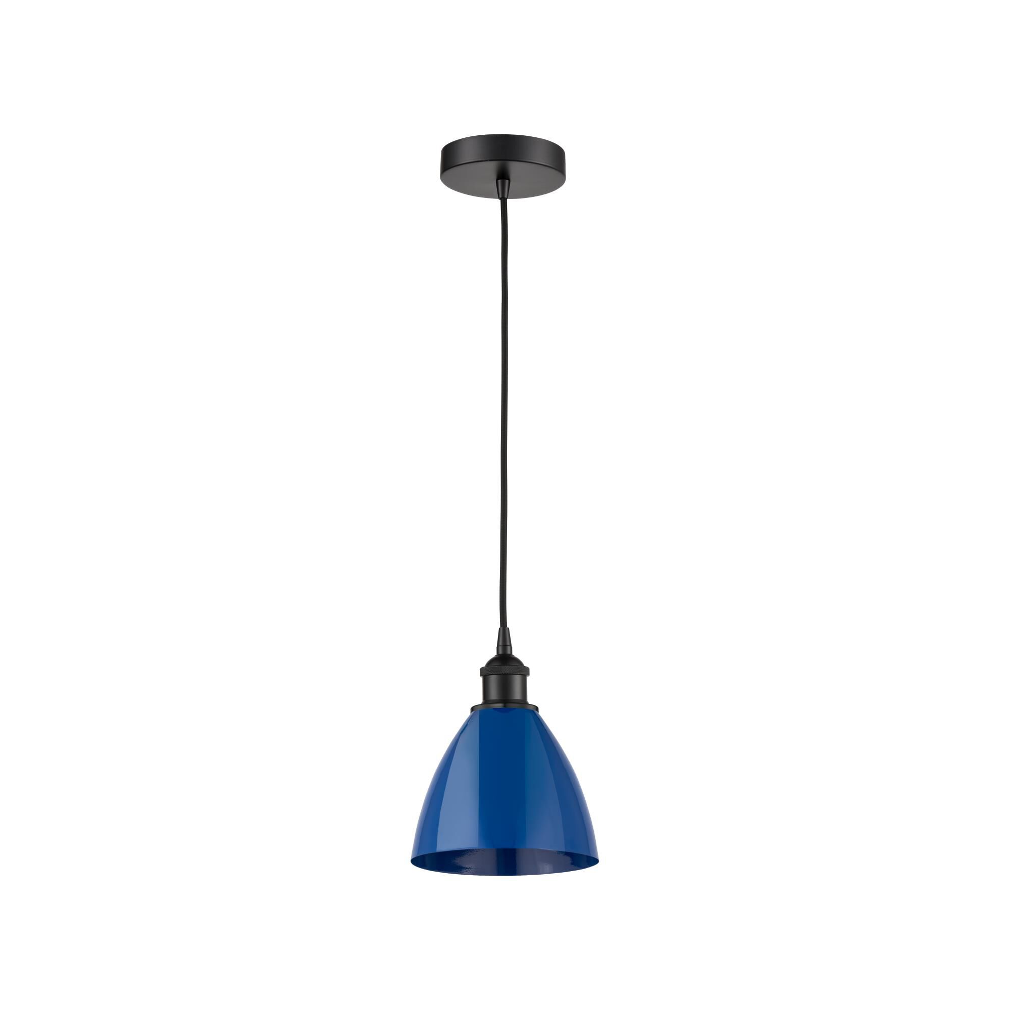 Shown in Matte Black finish and Blue Dome shade