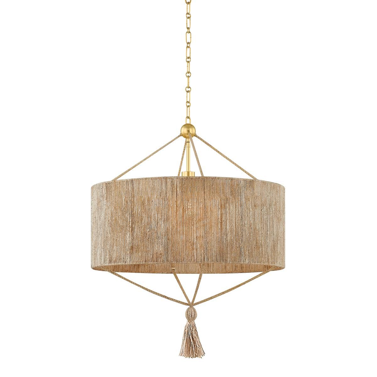 Shown in Aged Brass finish and Natural String shade