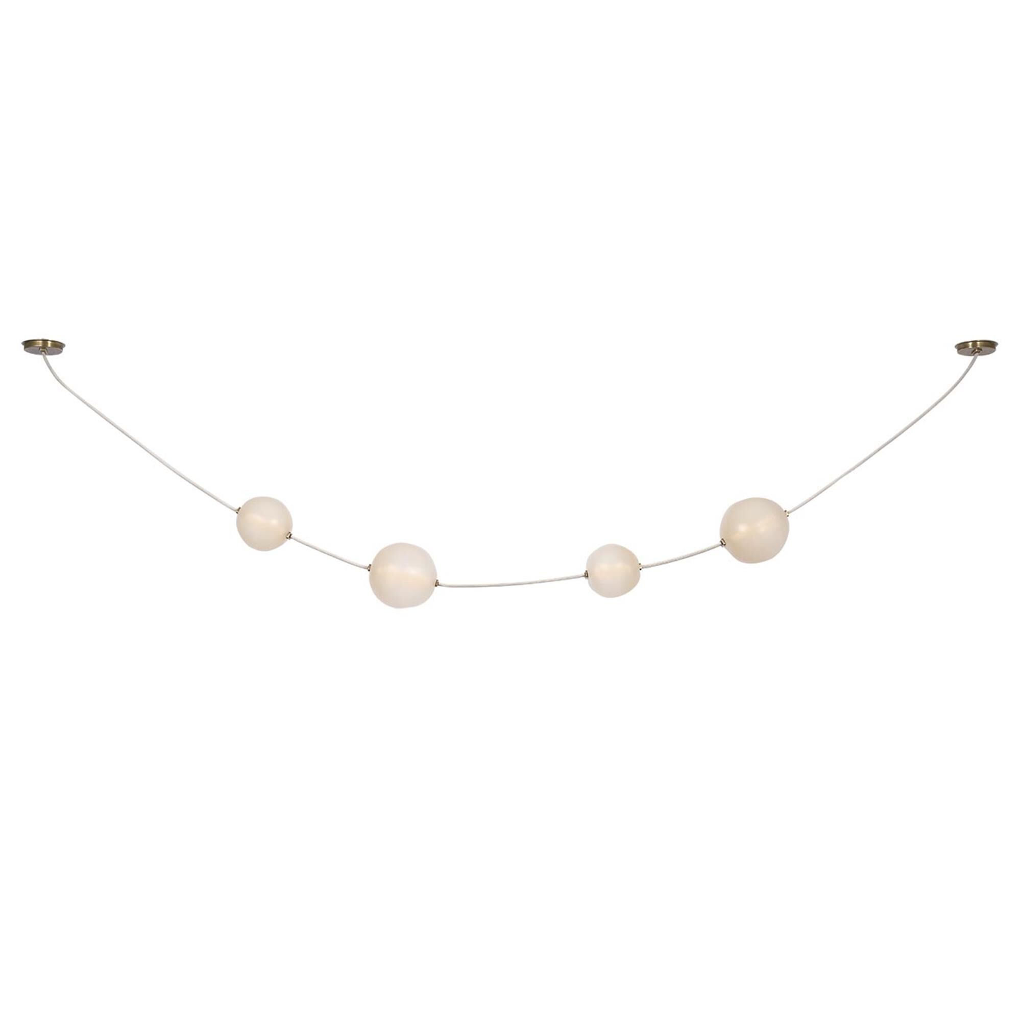 Shown in Bone Suede And Mottled Brass finish and Fizzy Nude glass