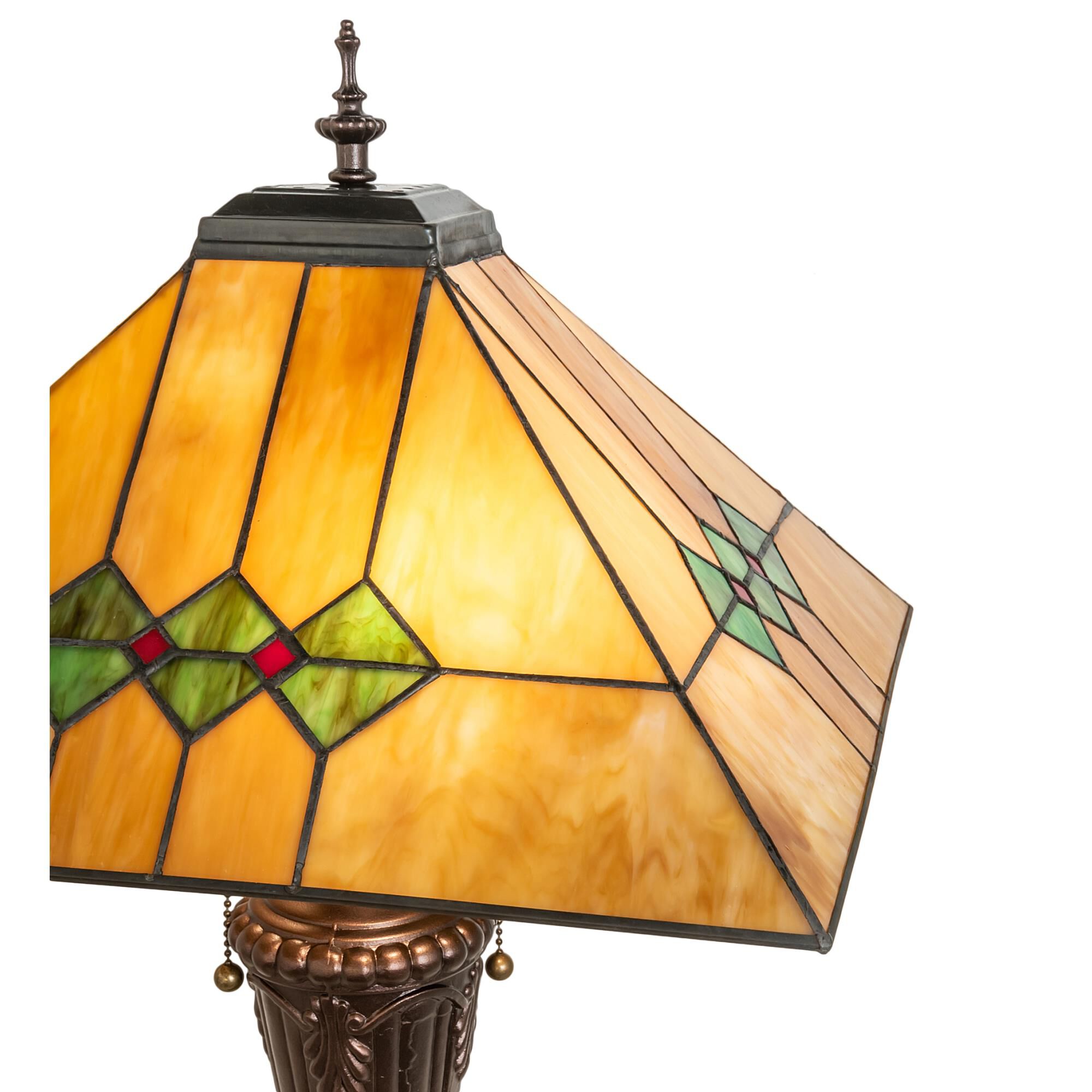 Shown in Mahogany Bronze finish and Ruby;Sunflower;Amber /Acrylic;Green;Chocolate;Beige glass