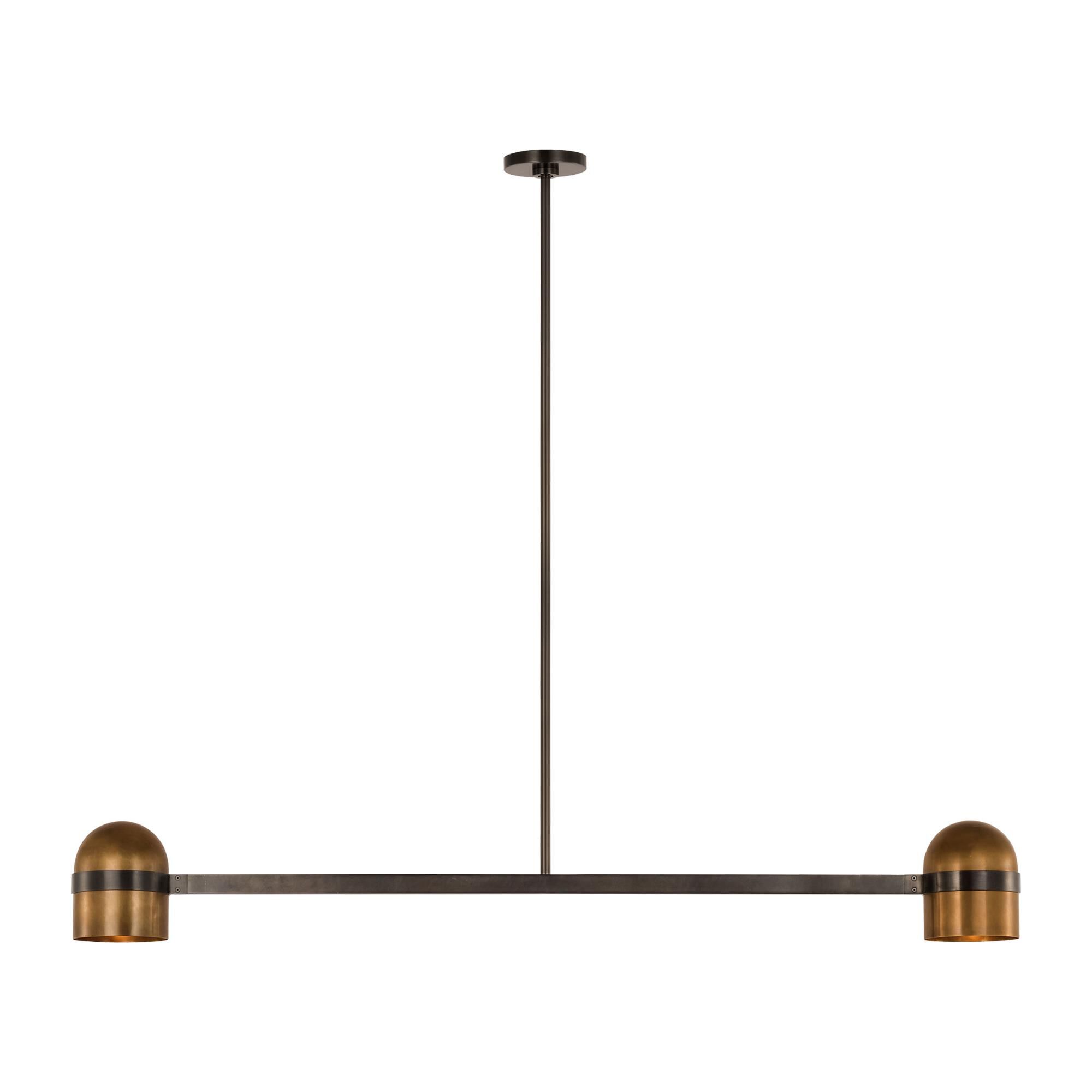 Shown in Blackened Bronze/Bright Worn Brass finish and Brass shade