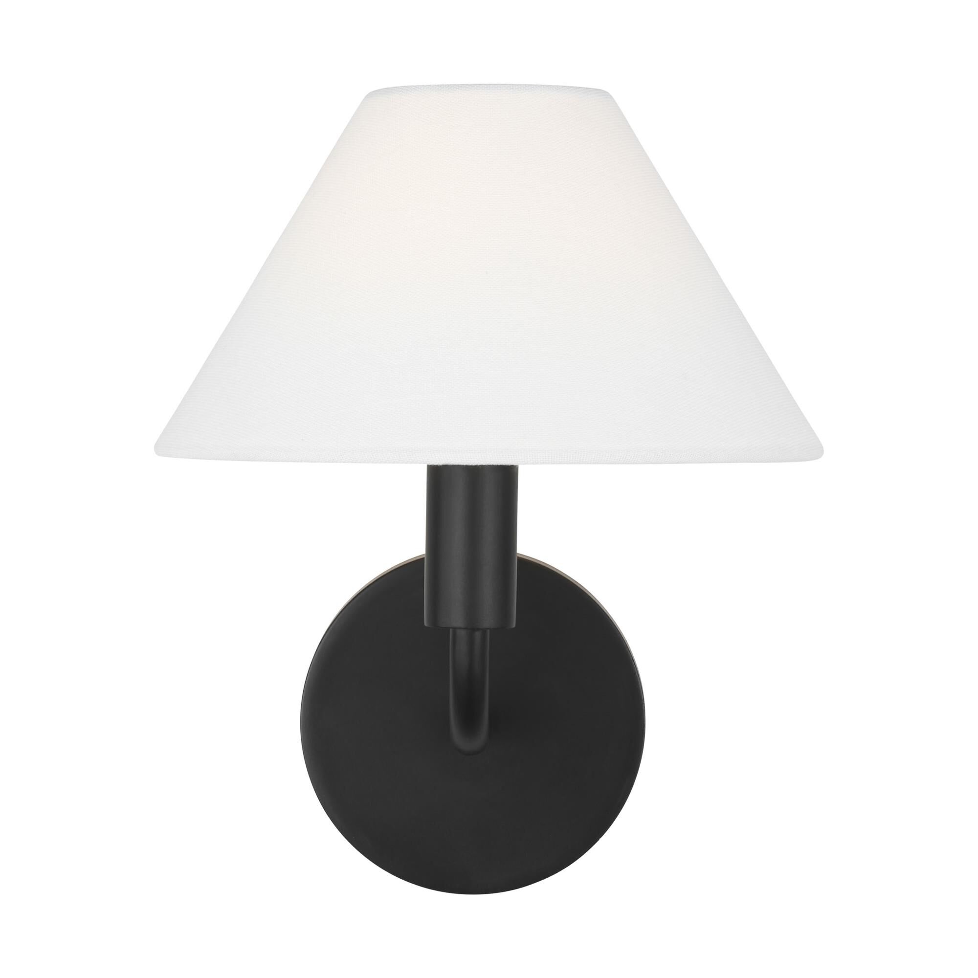 Shown in Aged Iron finish and White Linen shade