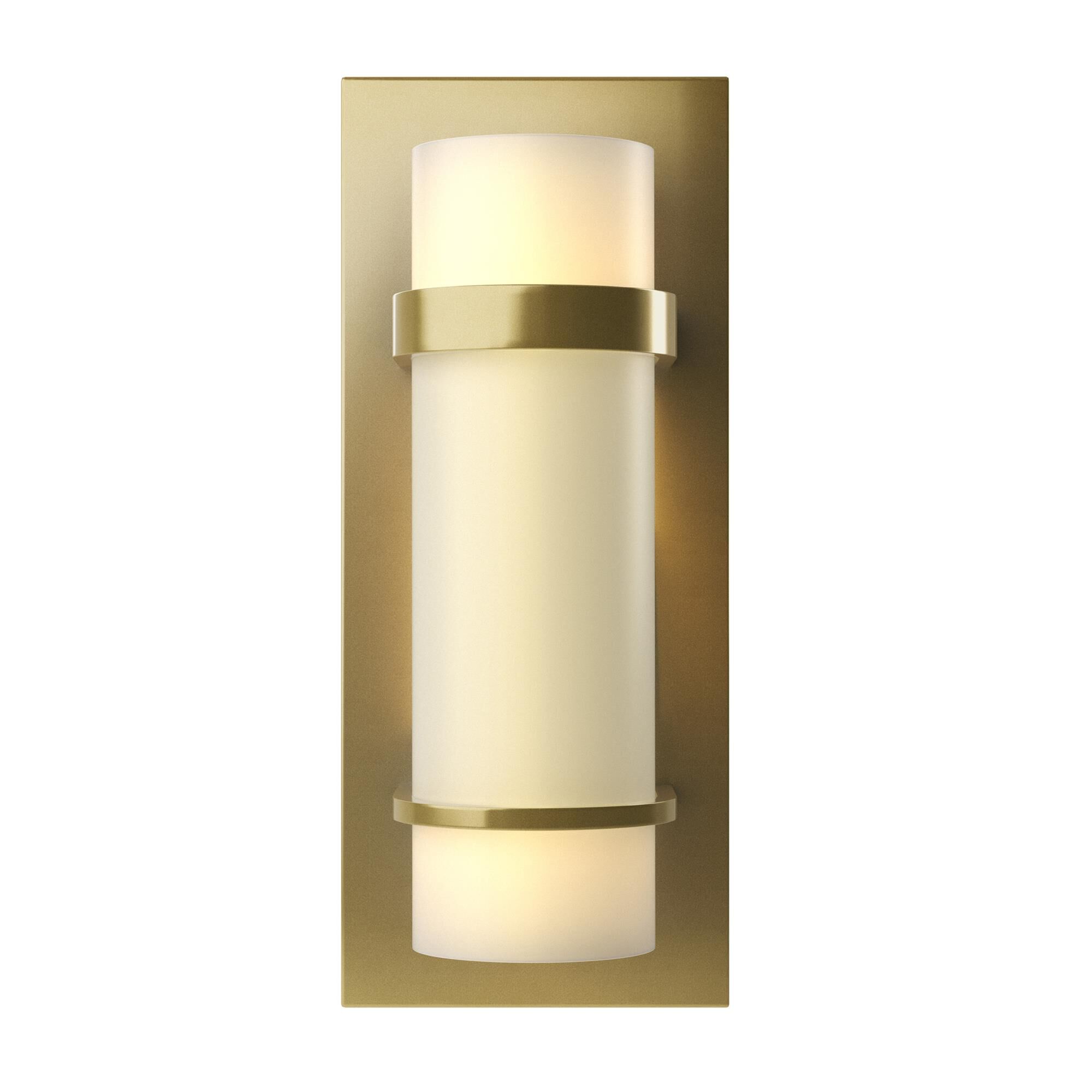 Shown in Modern Brass finish and Opal glass
