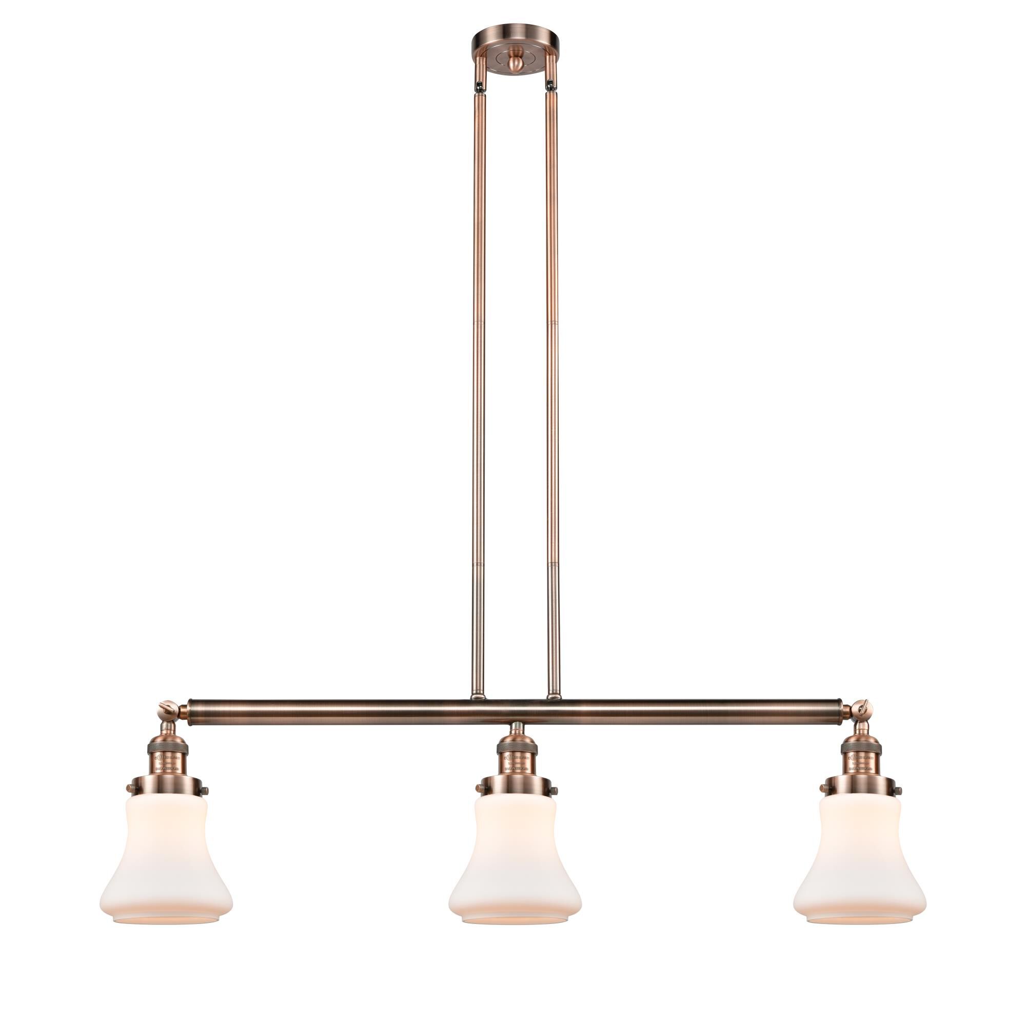 Shown in Antique Copper finish and Matte White Bellmont glass