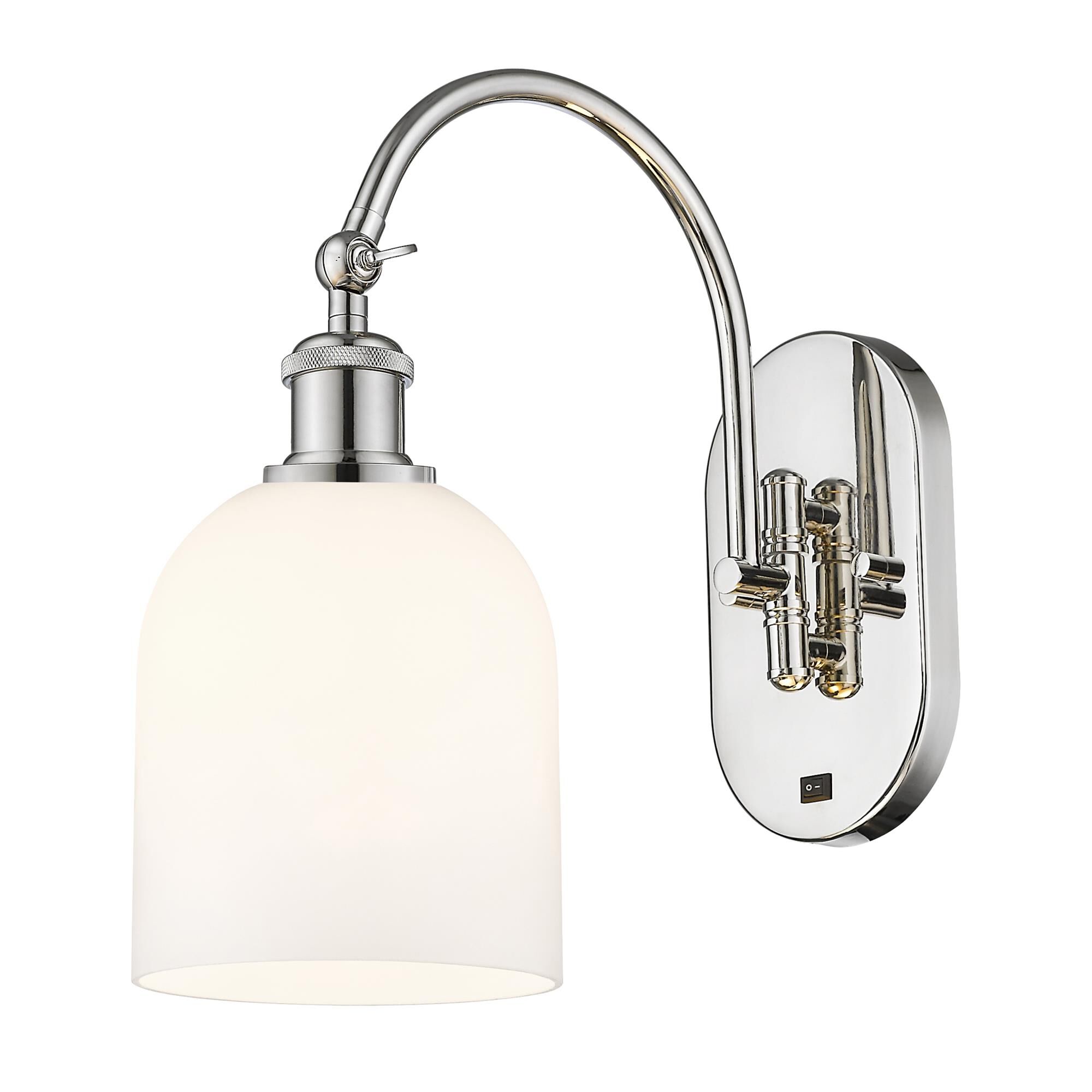 Shown in Polished Nickel finish and Gloss White glass