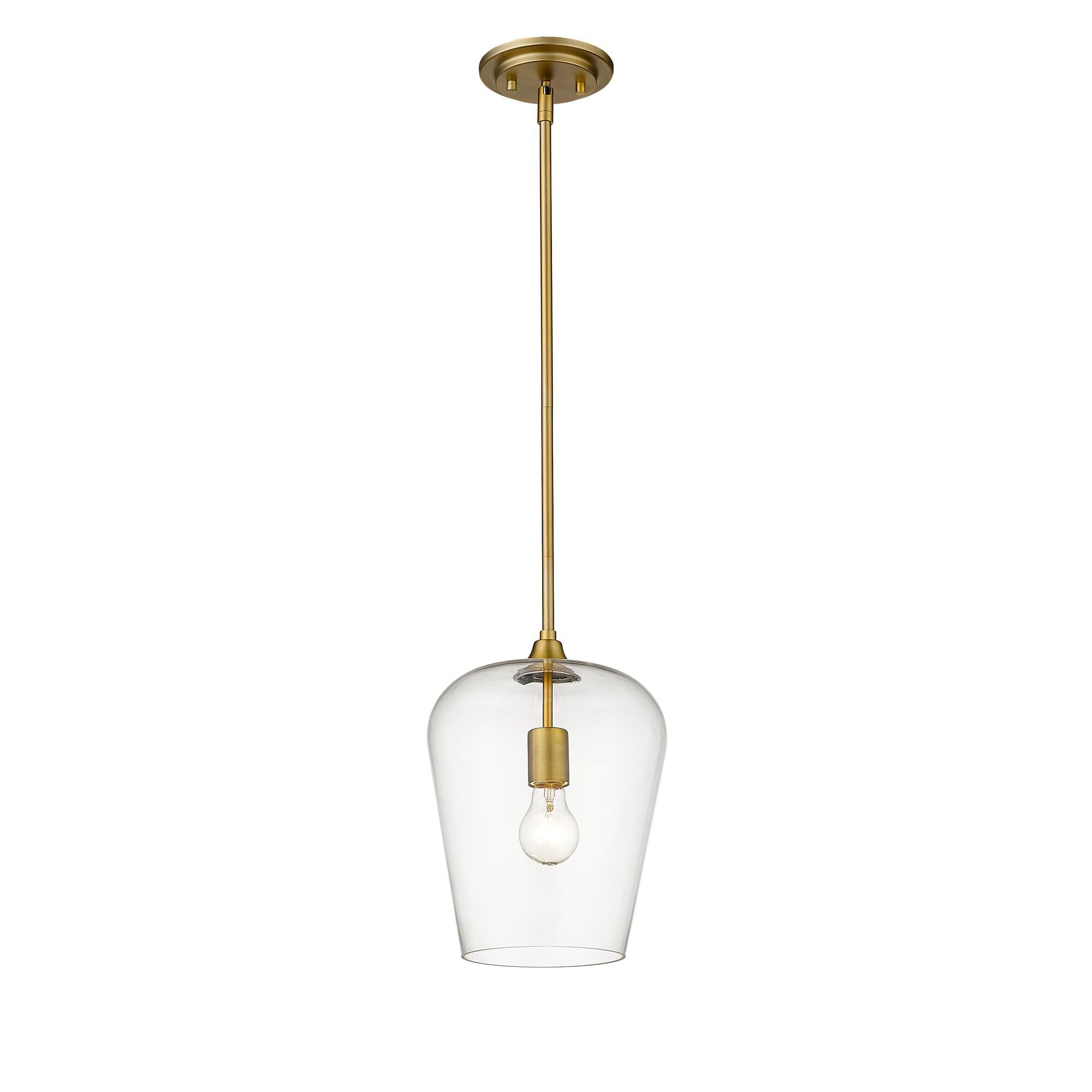 Shown in Olde Brass finish and Glass shade
