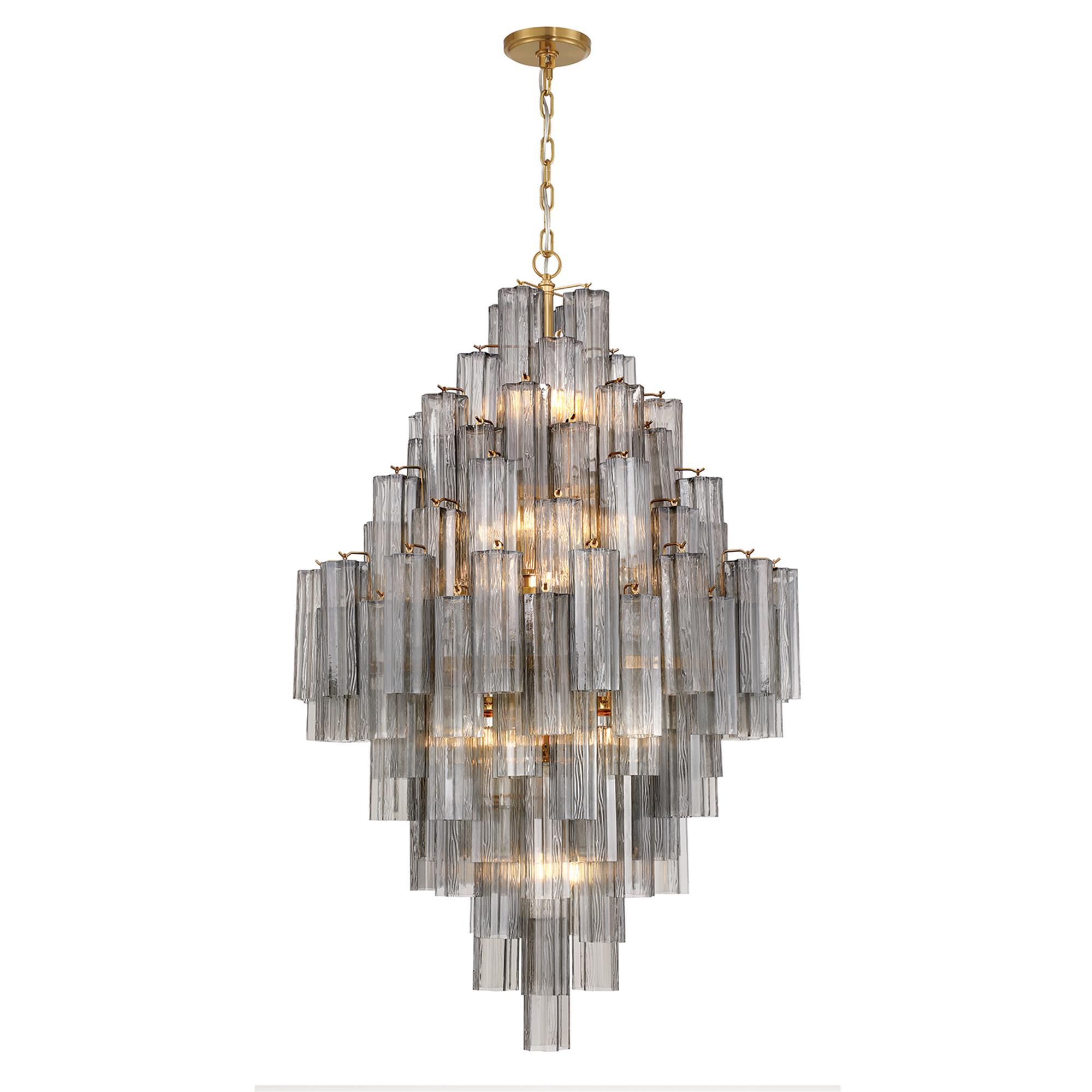 Shown in Aged Brass finish and Tronchi Smoke glass