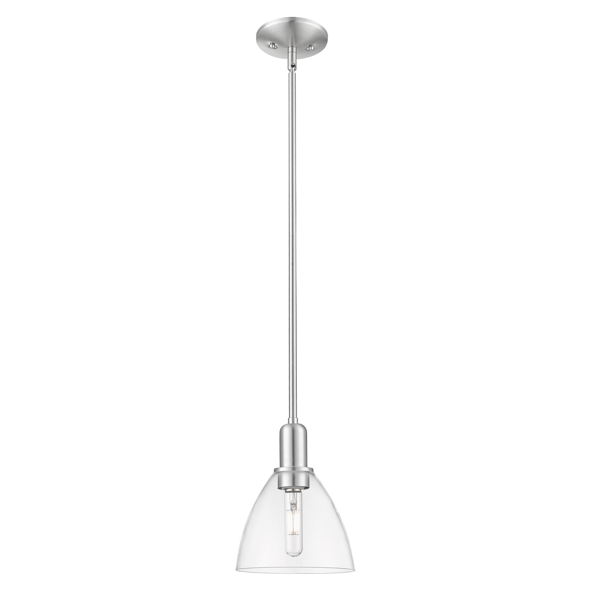 Shown in Brushed Satin Nickel finish and Clear glass