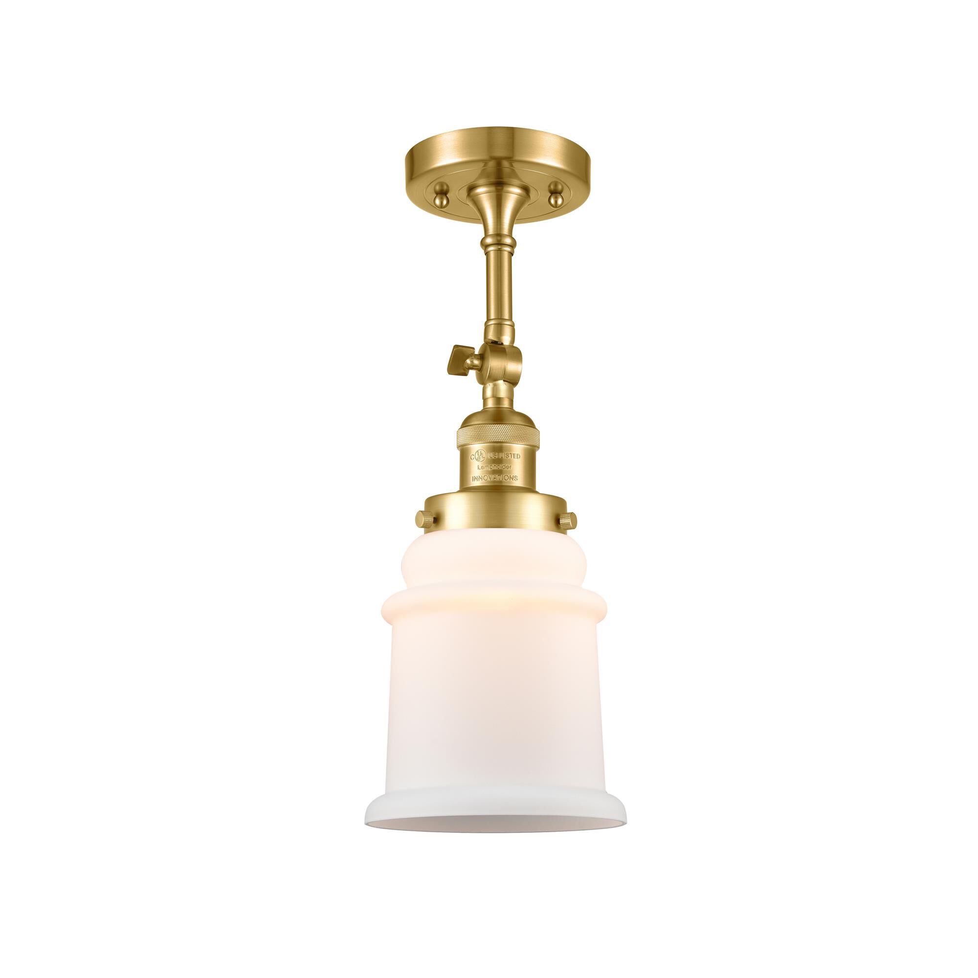 Shown in Satin Gold finish and Frosted glass and None accent