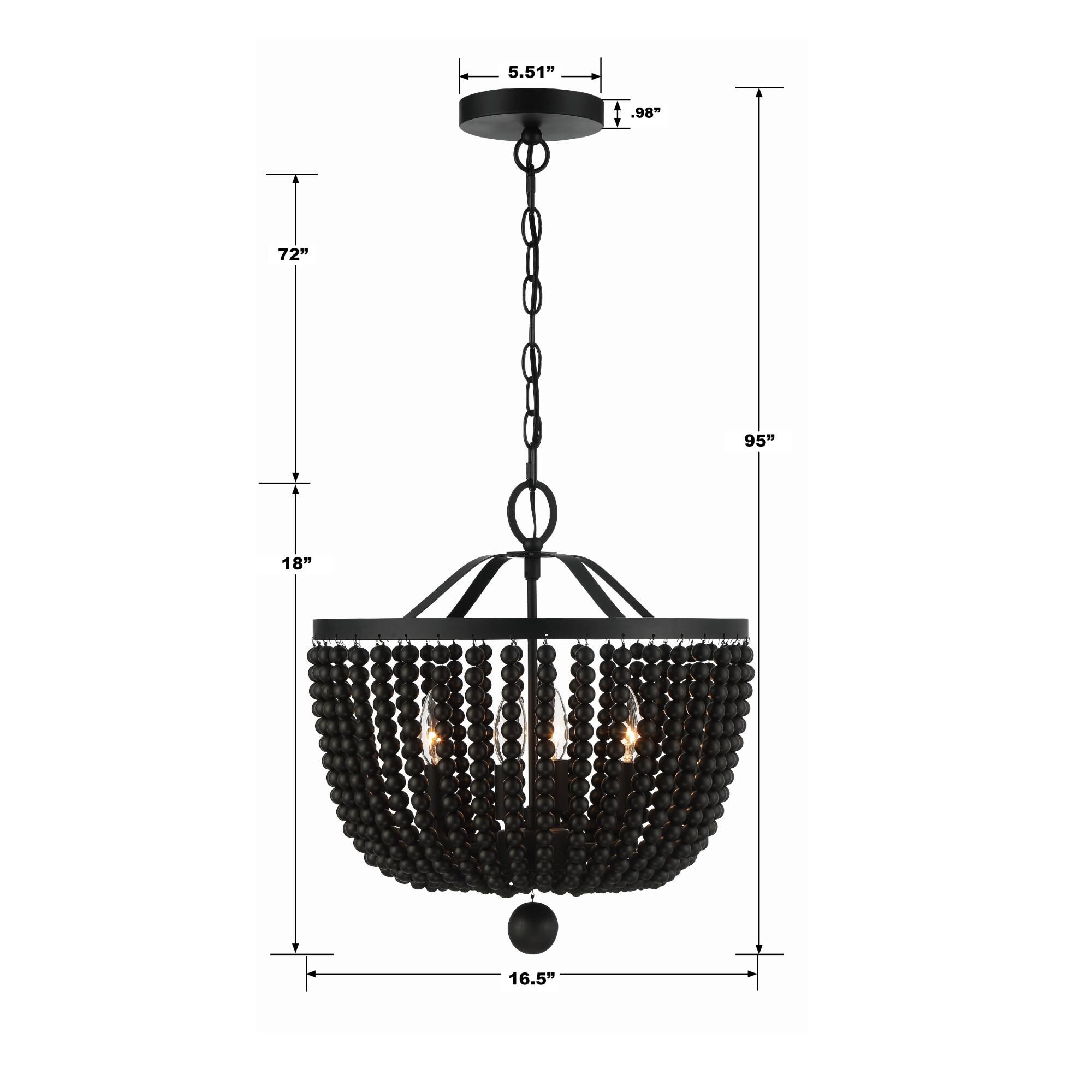 Shown in Matte Black finish and Black Wood Beads crystal