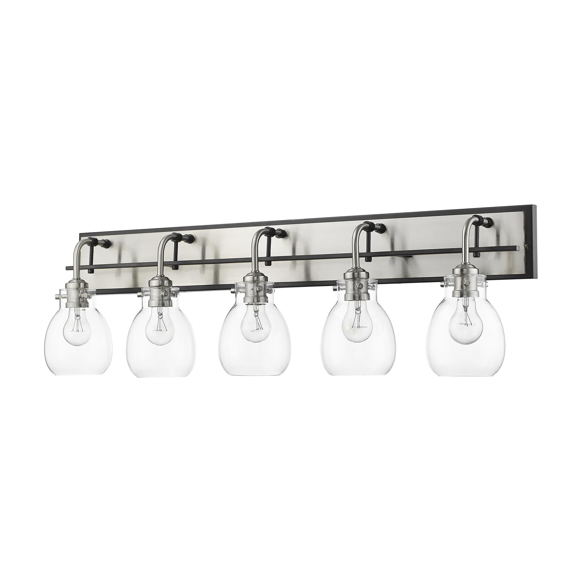Shown in Matte Black + Brushed Nickel finish and Glass shade