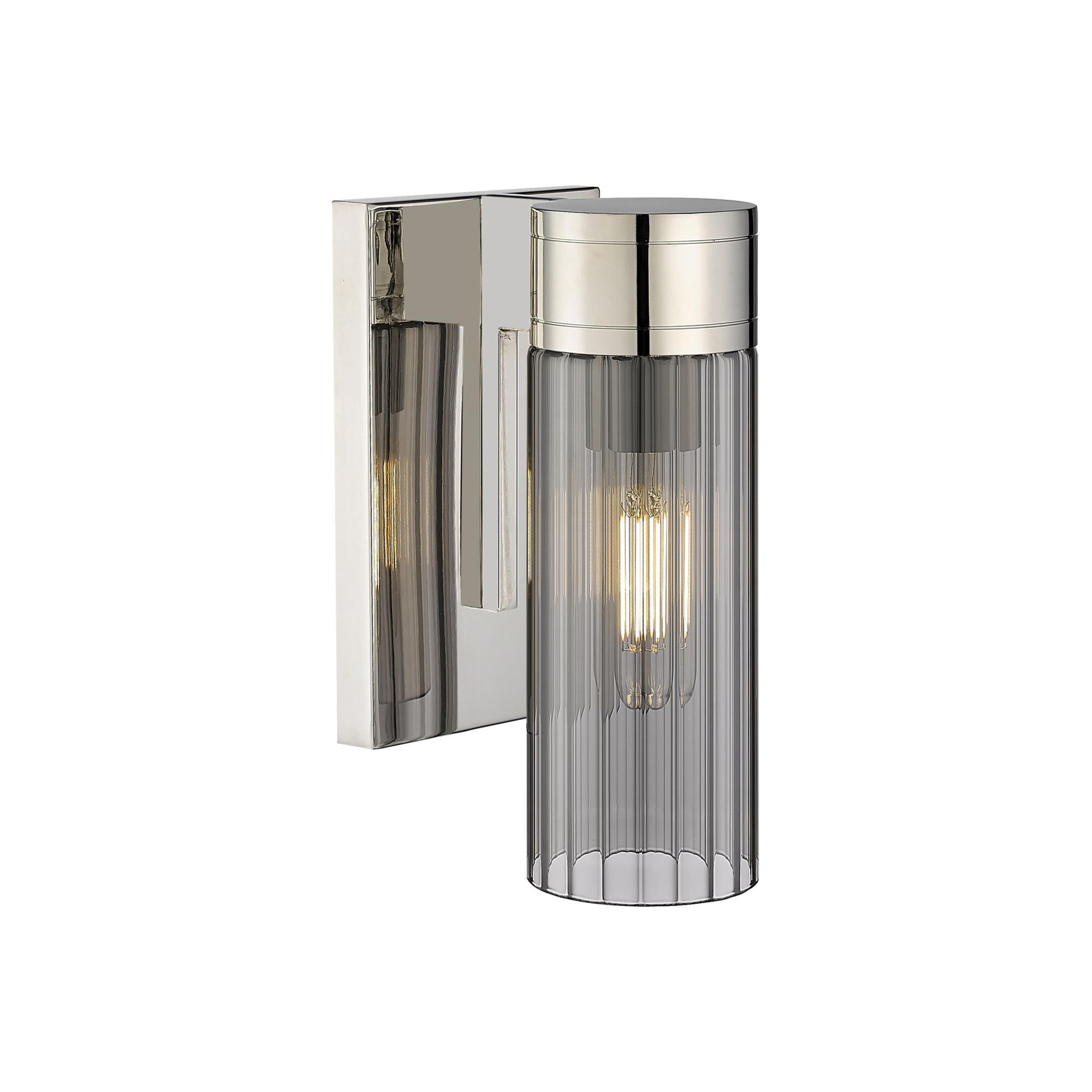 Shown in Polished Nickel finish and Plated Smoke glass