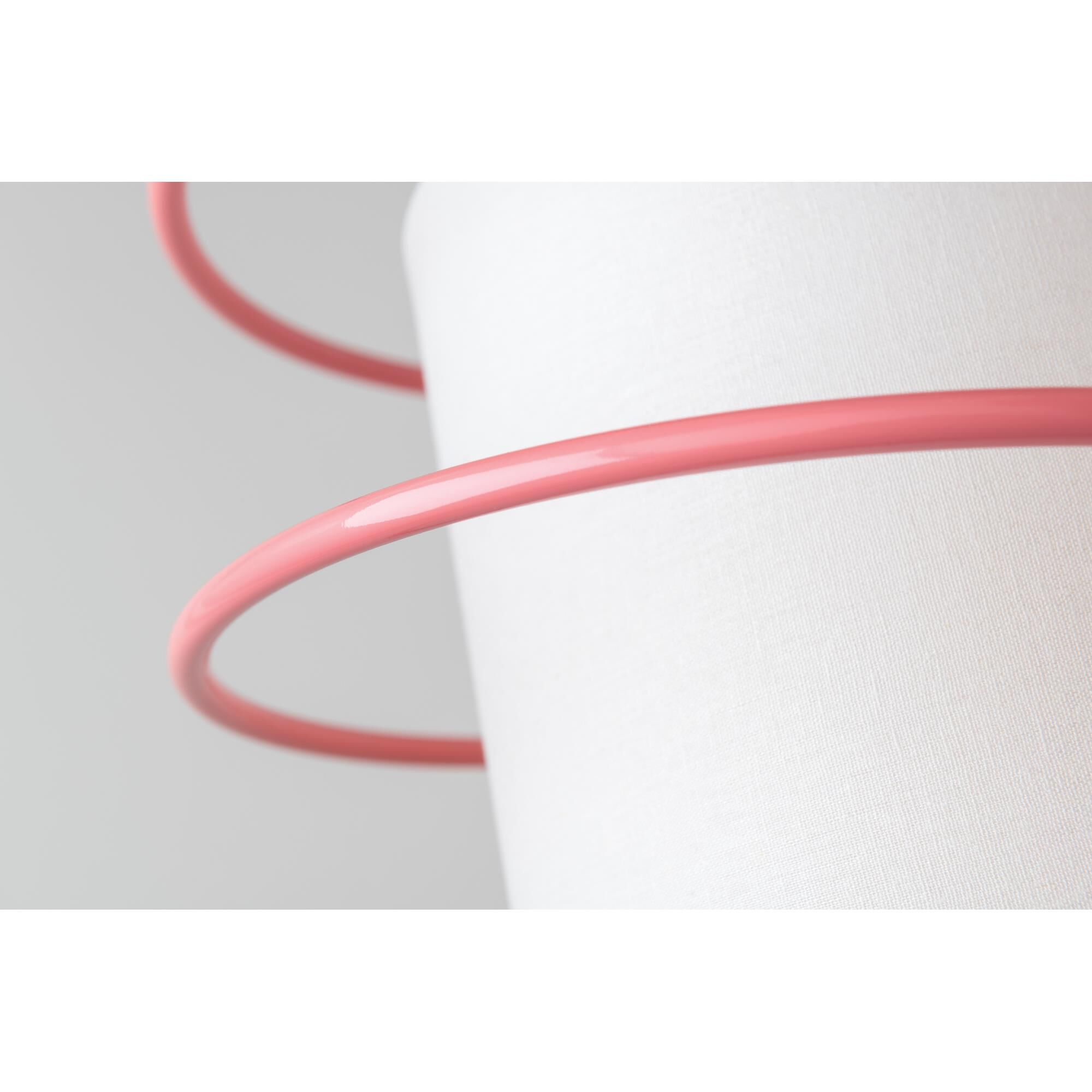 Shown in Pink finish and White Linen shade