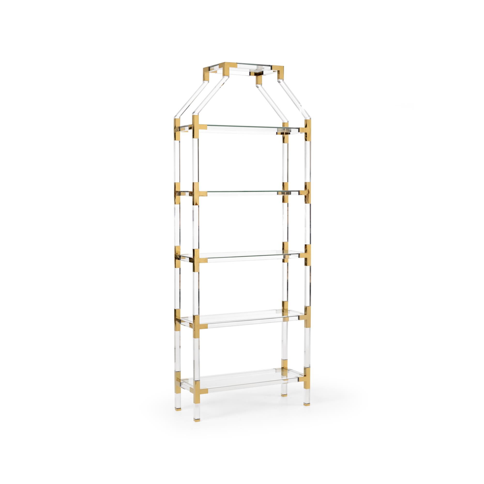 Shown in Clear/Beveled/Brass finish and Tempered/Beveled glass