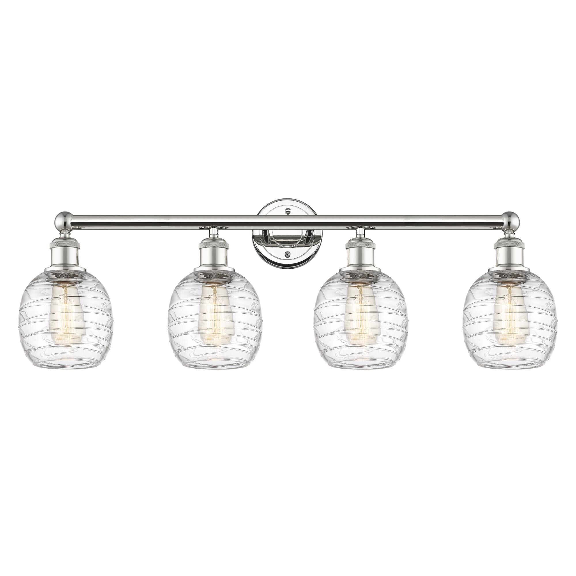 Shown in Polished Nickel finish and Deco Swirl glass