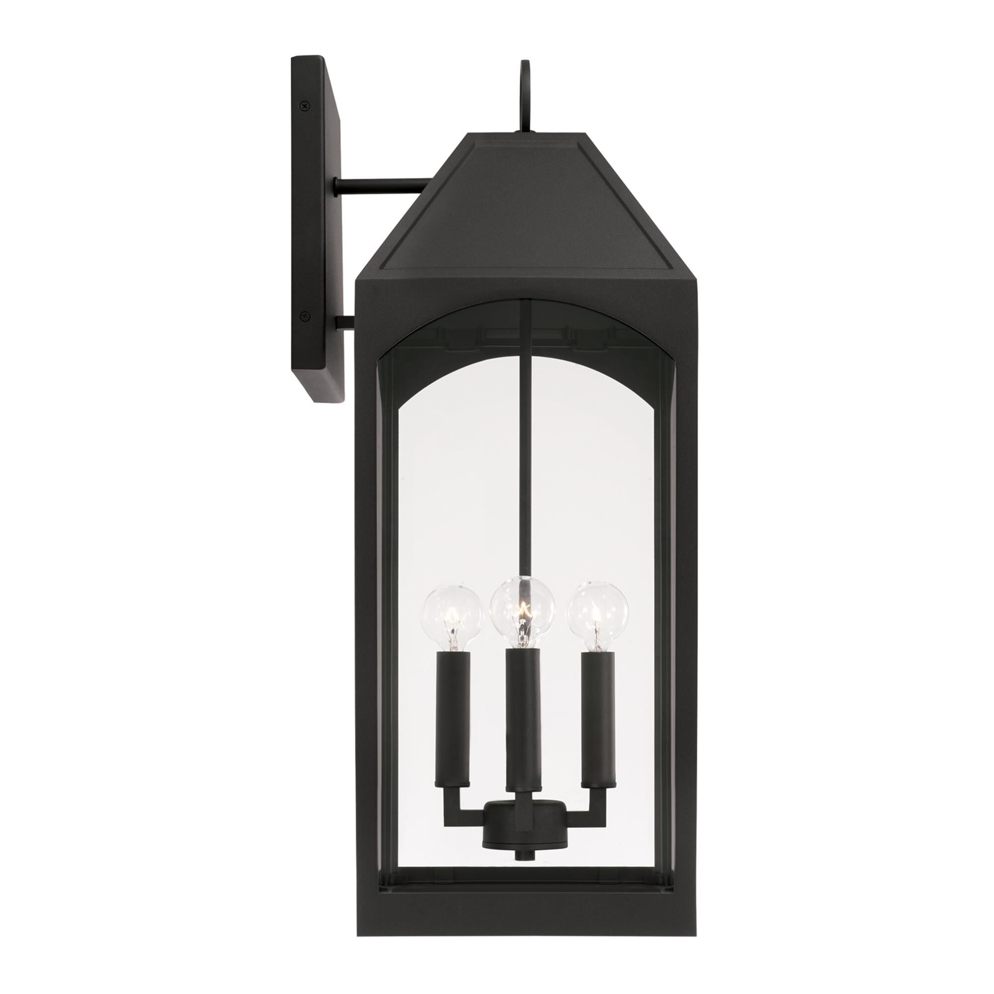 Shown in Black finish and Clear glass