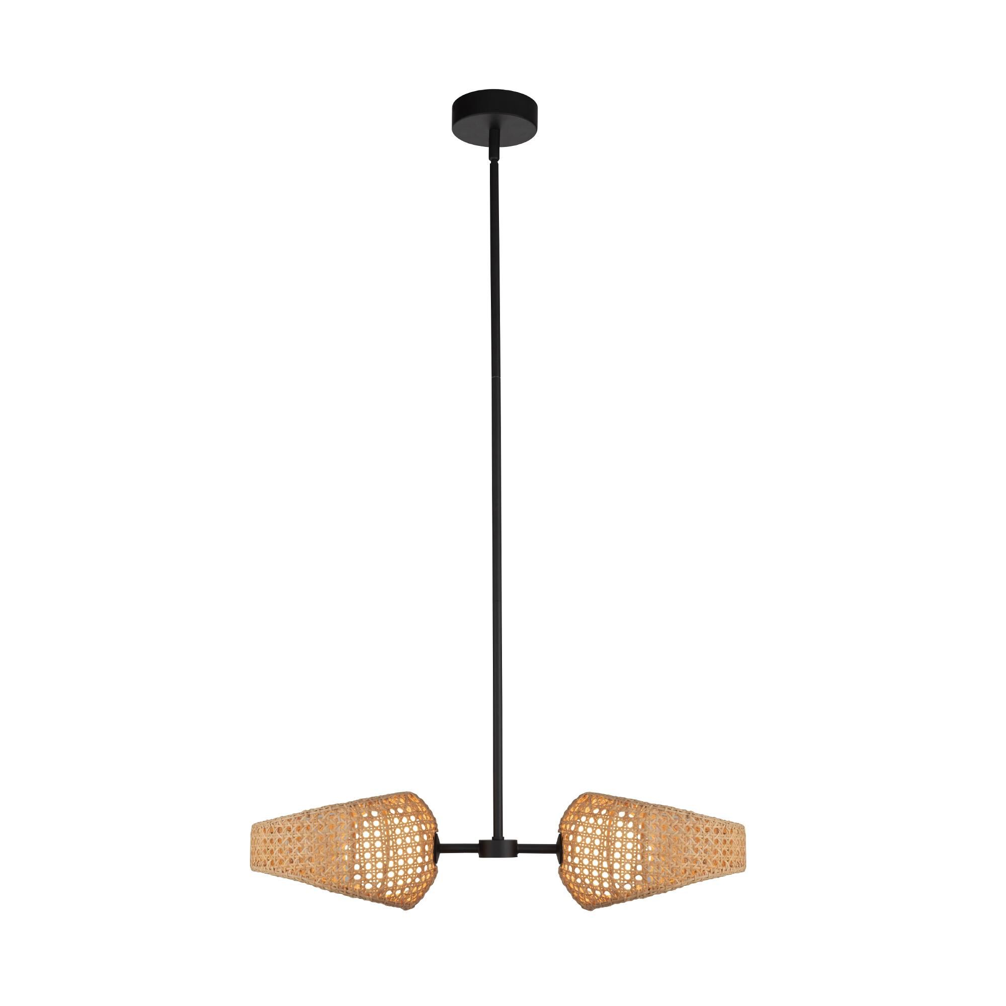 Shown in Black/Opal Glass finish and Opal glass and Rattan shade
