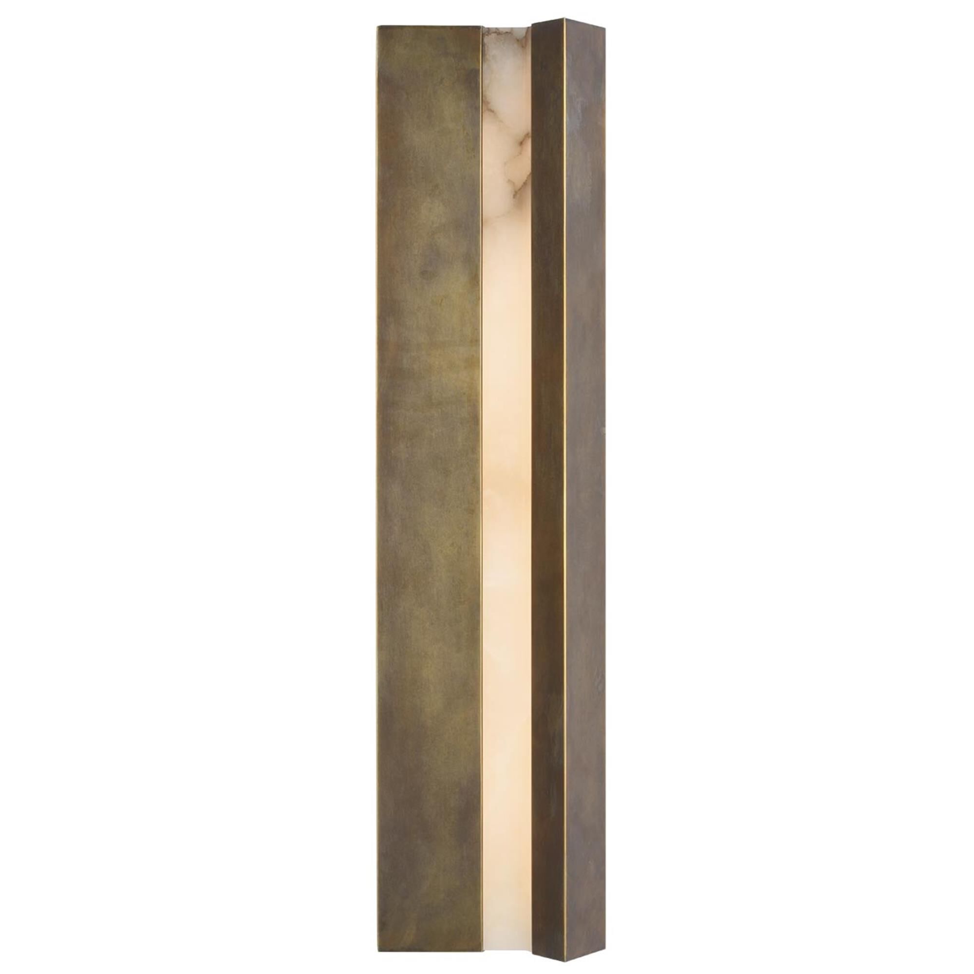 Shown in Mottled Brass finish and Alabaster shade