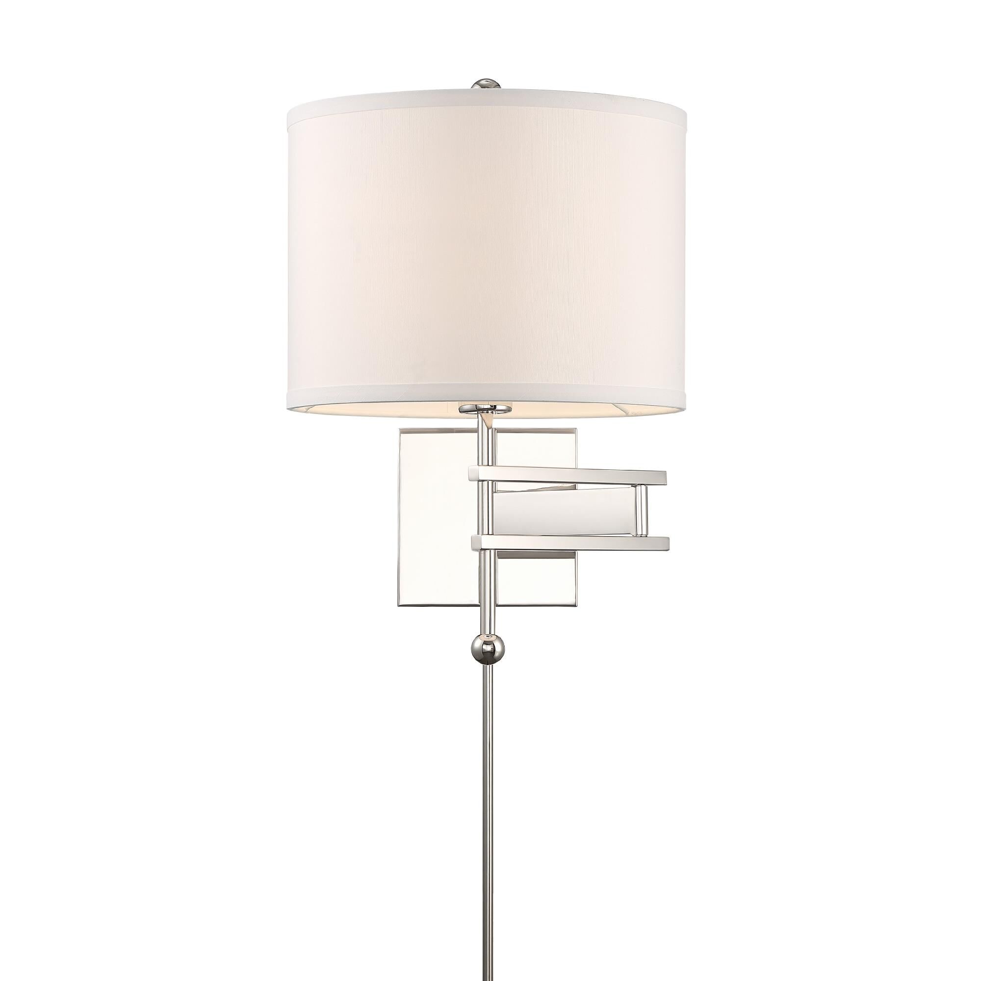 Shown in Polished Nickel finish and Silk glass and Silk shade